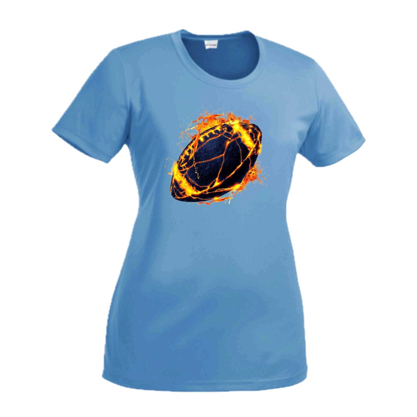 Fire Football | Women’s Short Sleeve Crewneck Football T-Shirts | 100% Polyester