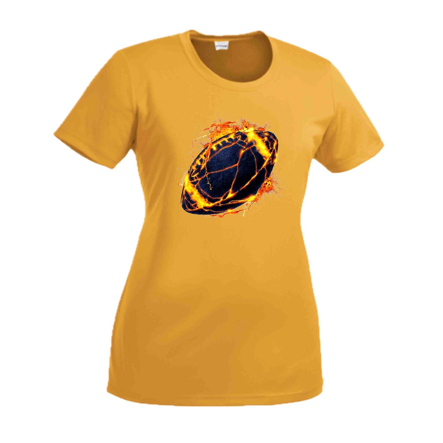 Fire Football | Women’s Short Sleeve Crewneck Football T-Shirts | 100% Polyester