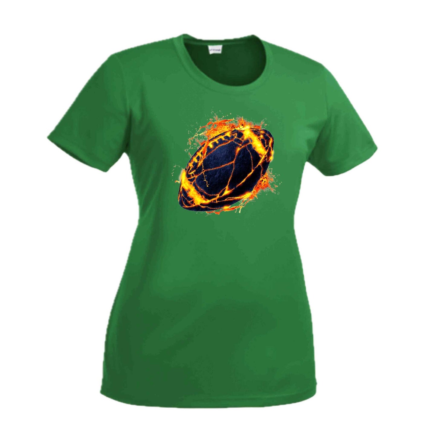 Fire Football | Women’s Short Sleeve Crewneck Football T-Shirts | 100% Polyester
