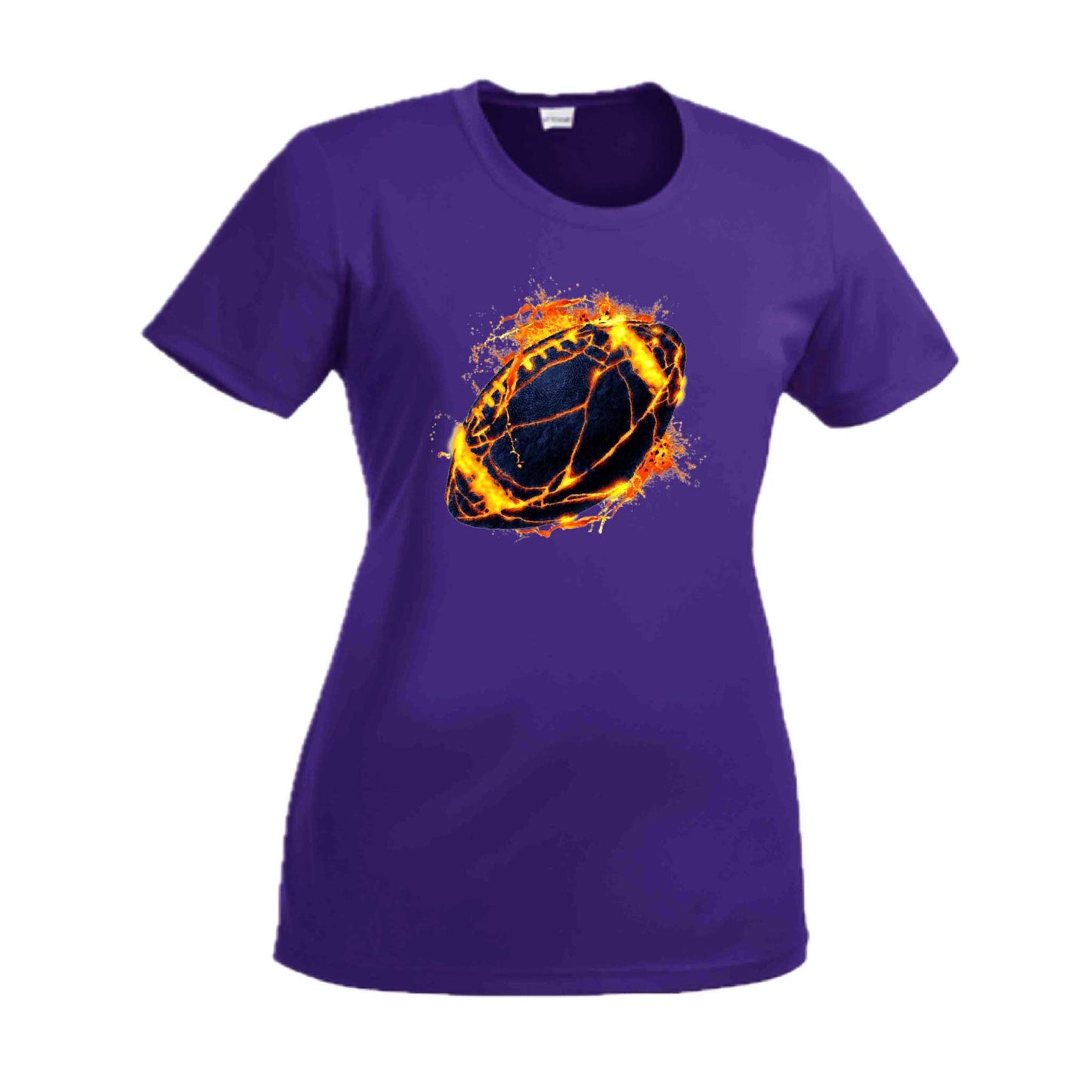 Fire Football | Women’s Short Sleeve Crewneck Football T-Shirts | 100% Polyester
