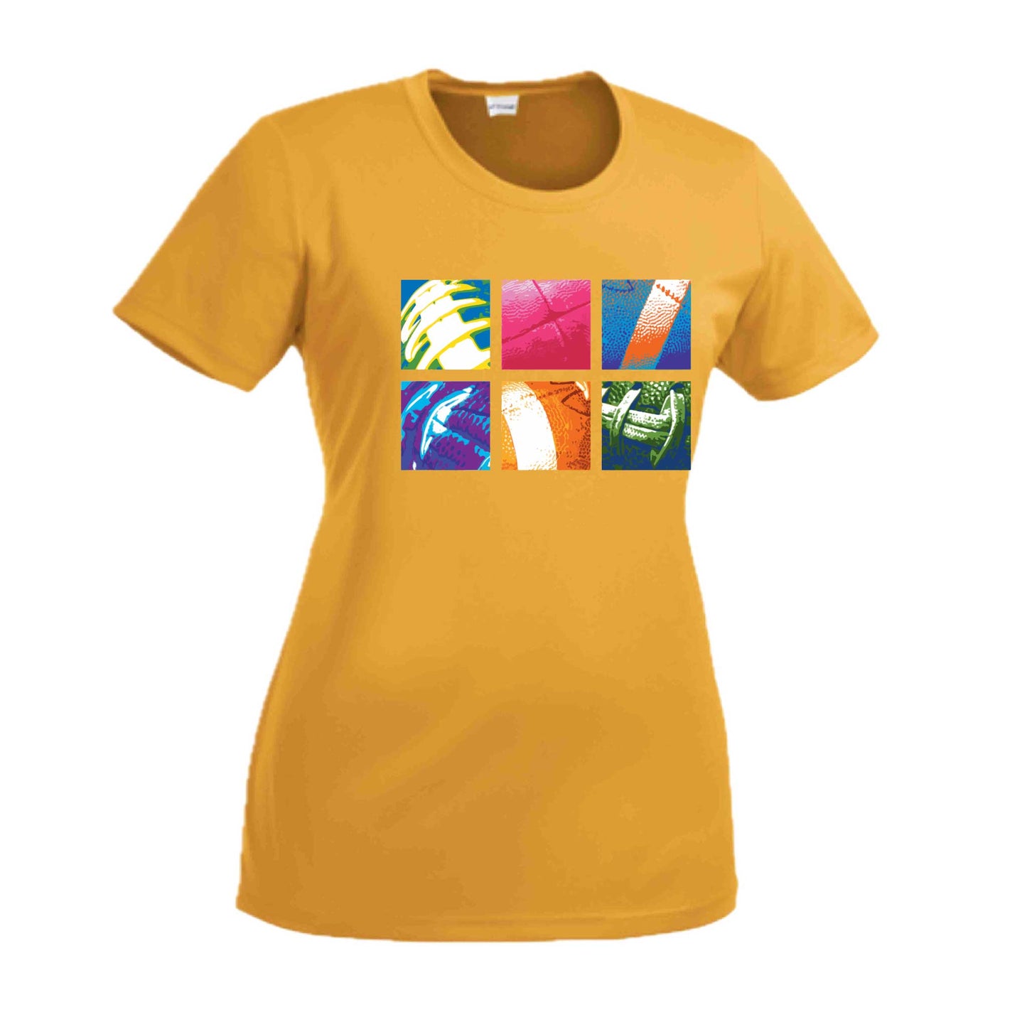 Football Squares | Women’s Short Sleeve Crewneck Football T-Shirts | 100% Polyester