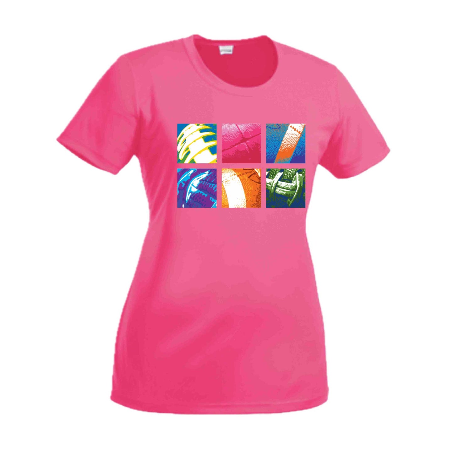 Football Squares | Women’s Short Sleeve Crewneck Football T-Shirts | 100% Polyester