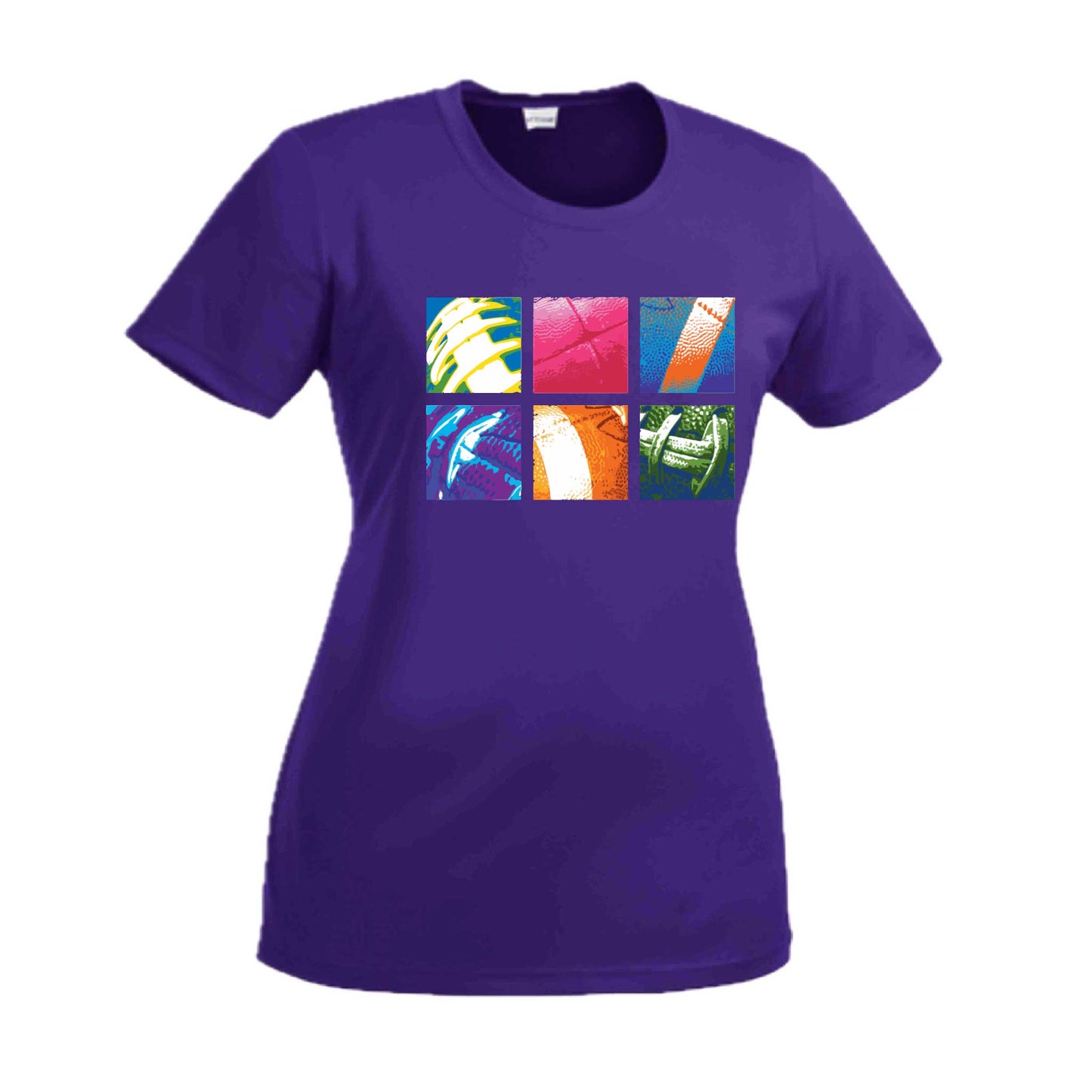 Football Squares | Women’s Short Sleeve Crewneck Football T-Shirts | 100% Polyester