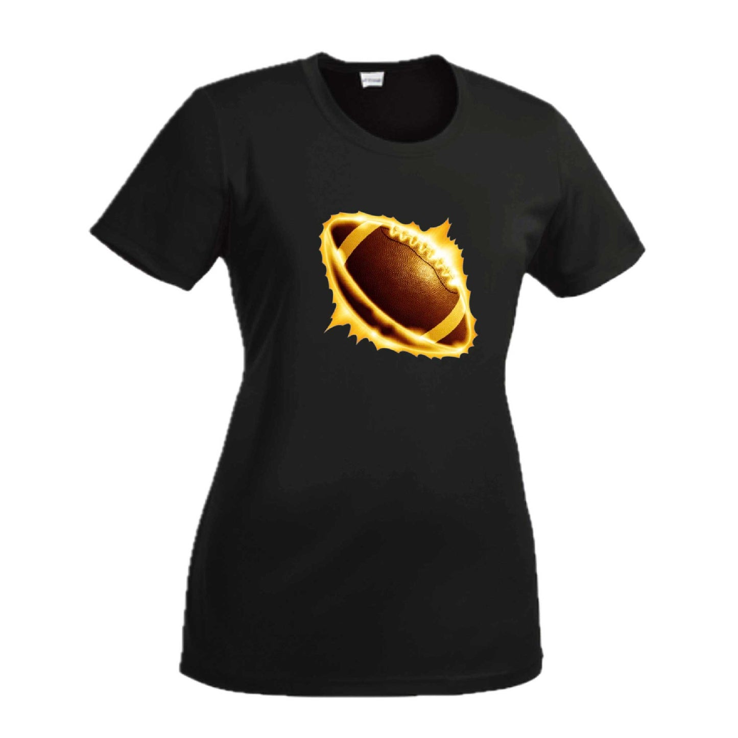 Radioactive Football | Women’s Short Sleeve Crewneck Football T-Shirts | 100% Polyester