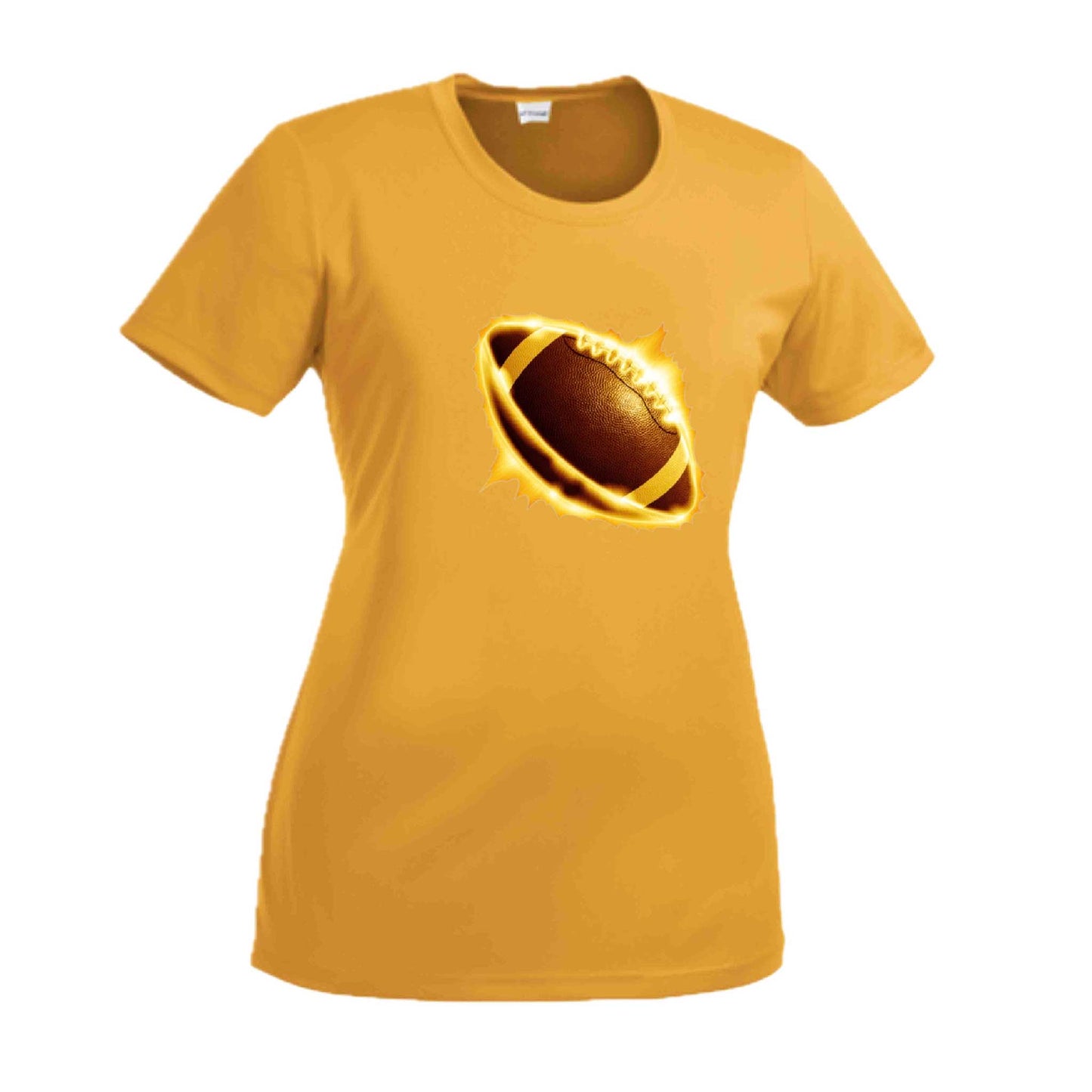 Radioactive Football | Women’s Short Sleeve Crewneck Football T-Shirts | 100% Polyester