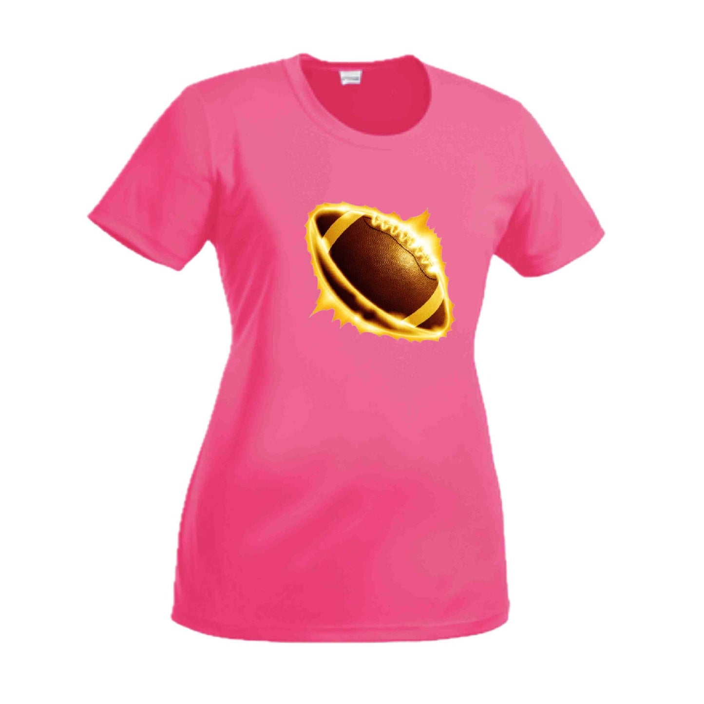 Radioactive Football | Women’s Short Sleeve Crewneck Football T-Shirts | 100% Polyester