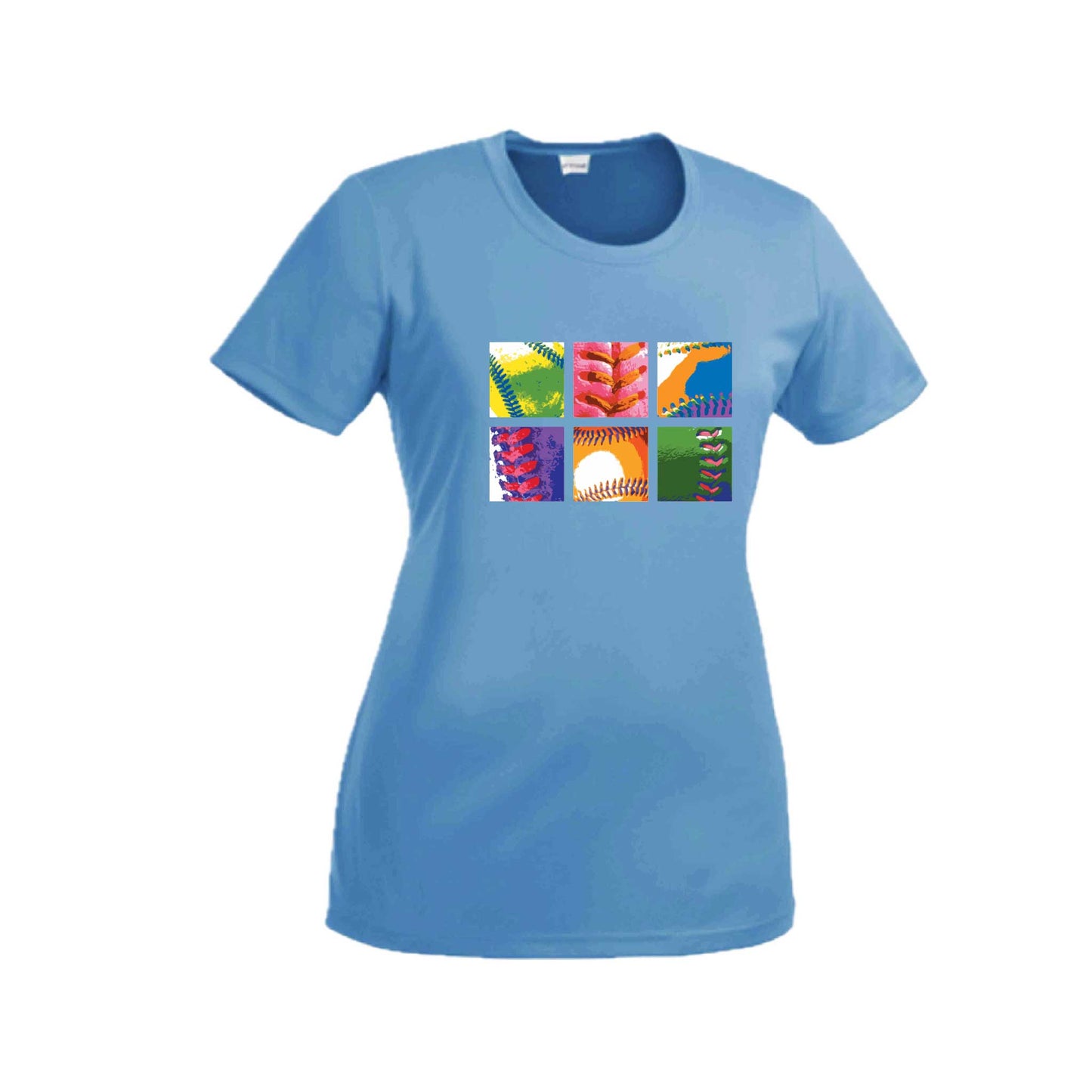Baseball Squares | Women’s Short Sleeve Crewneck Baseball T-Shirts | 100% Polyester