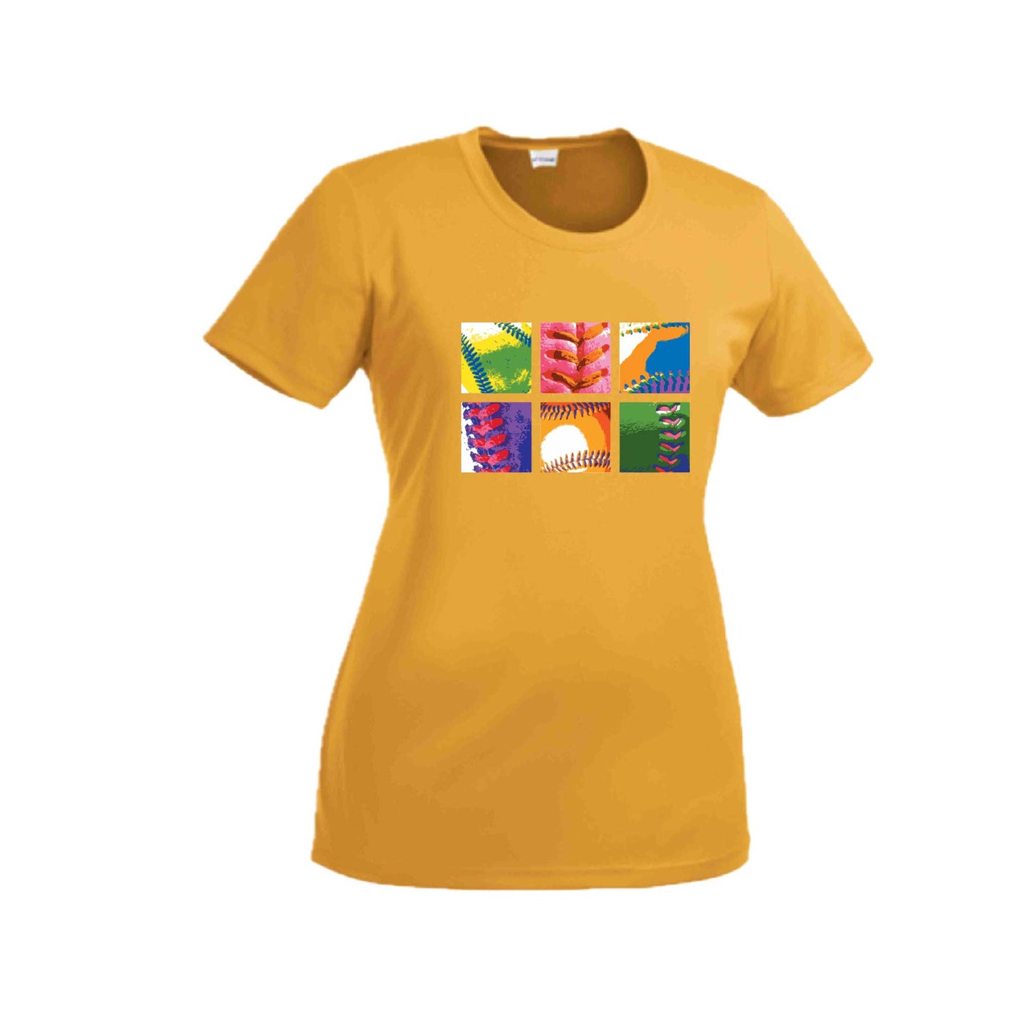 Baseball Squares | Women’s Short Sleeve Crewneck Baseball T-Shirts | 100% Polyester