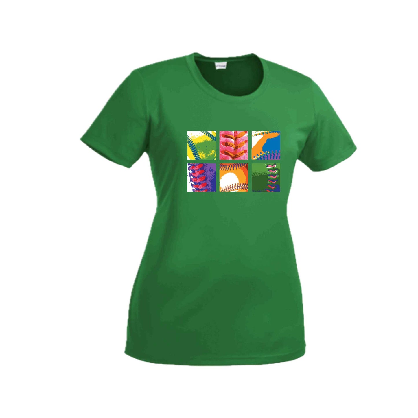 Baseball Squares | Women’s Short Sleeve Crewneck Baseball T-Shirts | 100% Polyester