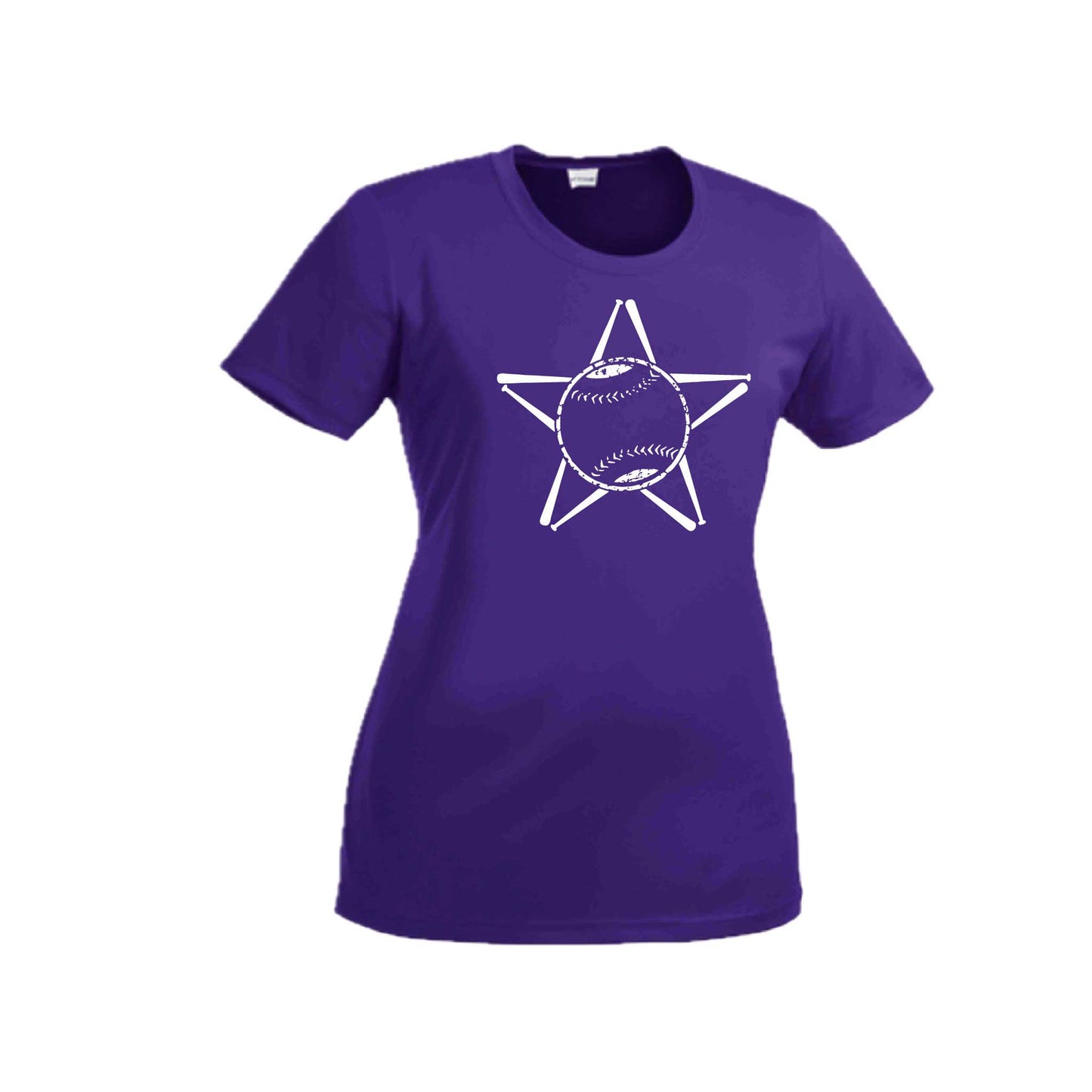 Baseball Star | Women’s Short Sleeve Crewneck Baseball T-Shirts | 100% Polyester