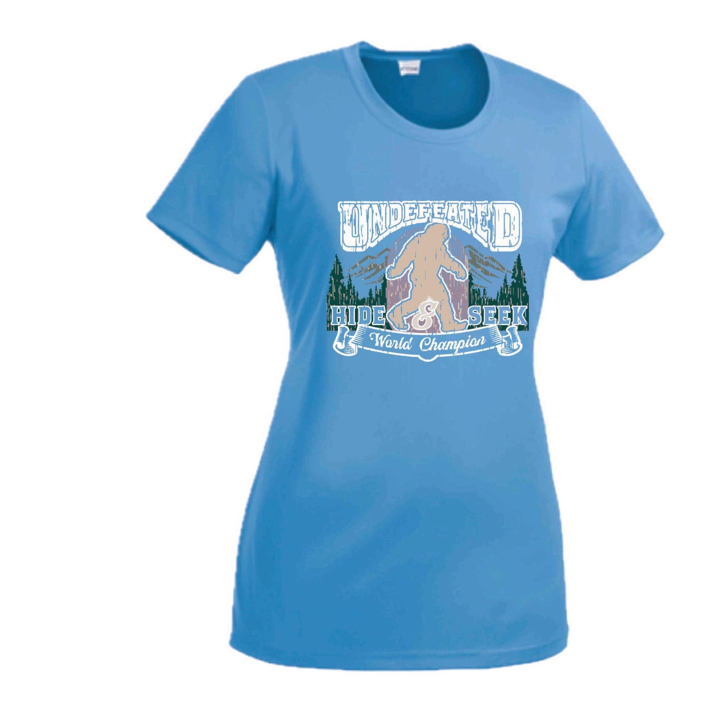 Undefeated Hide & Seek World Champion | Women’s Short Sleeve Crewneck Camping T-Shirts | 100% Polyester