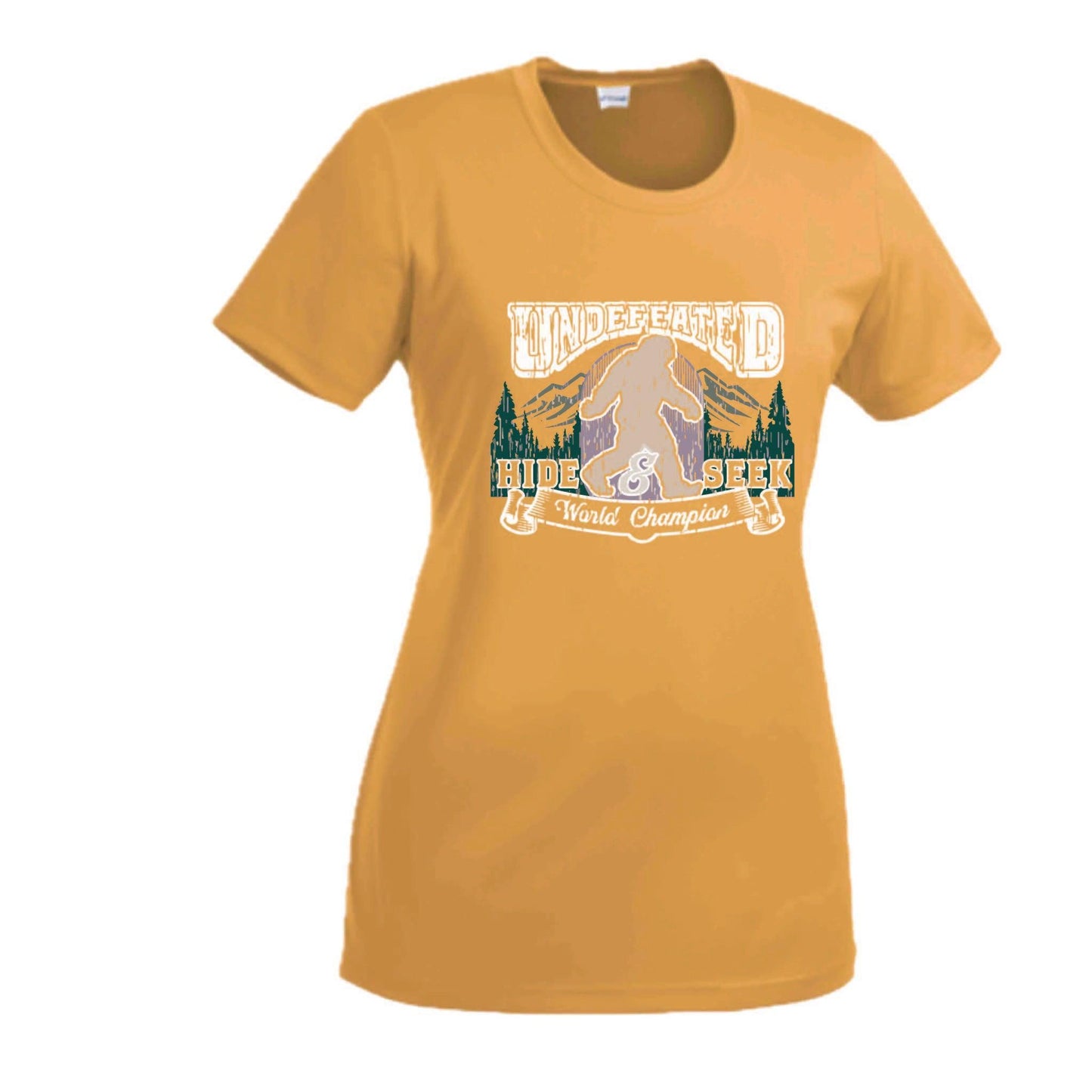 Undefeated Hide & Seek World Champion | Women’s Short Sleeve Crewneck Camping T-Shirts | 100% Polyester