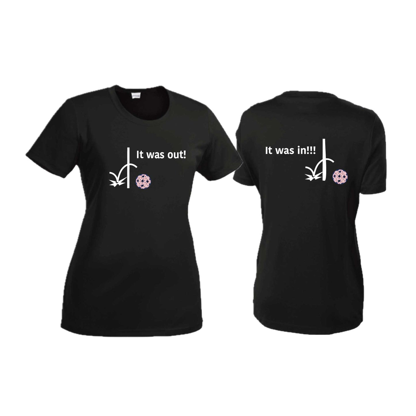 It Was Out! It Was In! (Pickleballs Patriotic Stars) | Women’s Short Sleeve Crewneck Pickleball T-Shirts | 100% Polyester