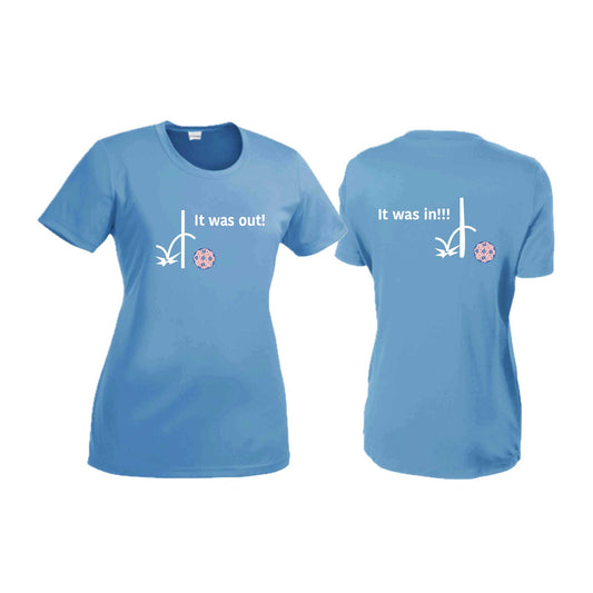 It Was Out! It Was In! (Pickleballs Patriotic Stars) | Women’s Short Sleeve Crewneck Pickleball T-Shirts | 100% Polyester