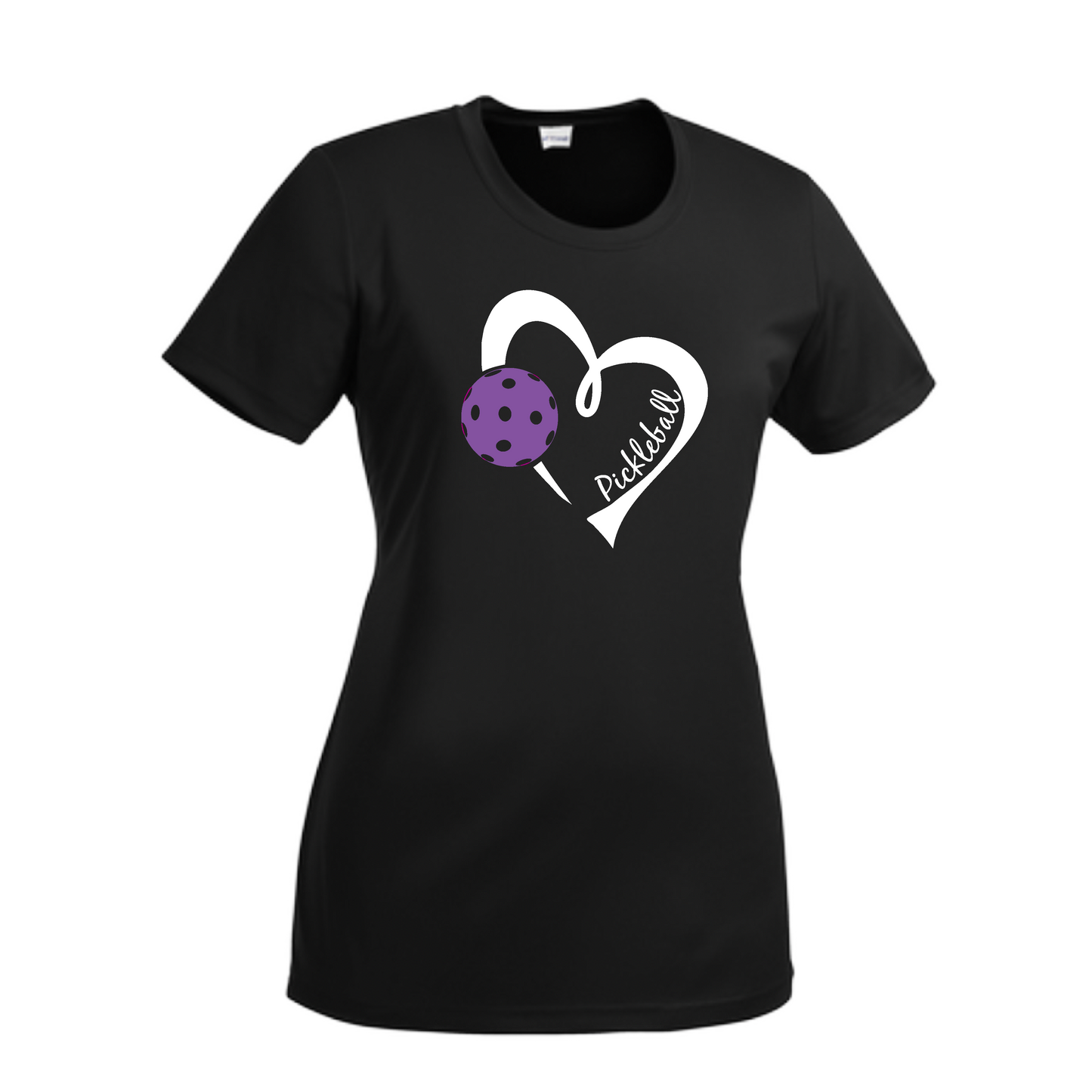Pickleball Love (Purple) | Women’s Short Sleeve Crewneck Pickleball Shirts | 100% Polyester