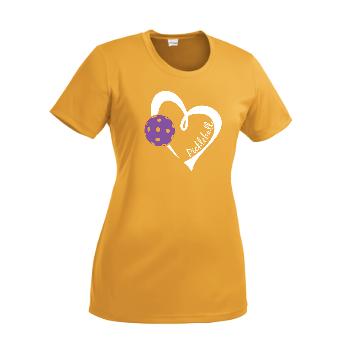 Pickleball Love (Purple) | Women’s Short Sleeve Crewneck Pickleball Shirts | 100% Polyester