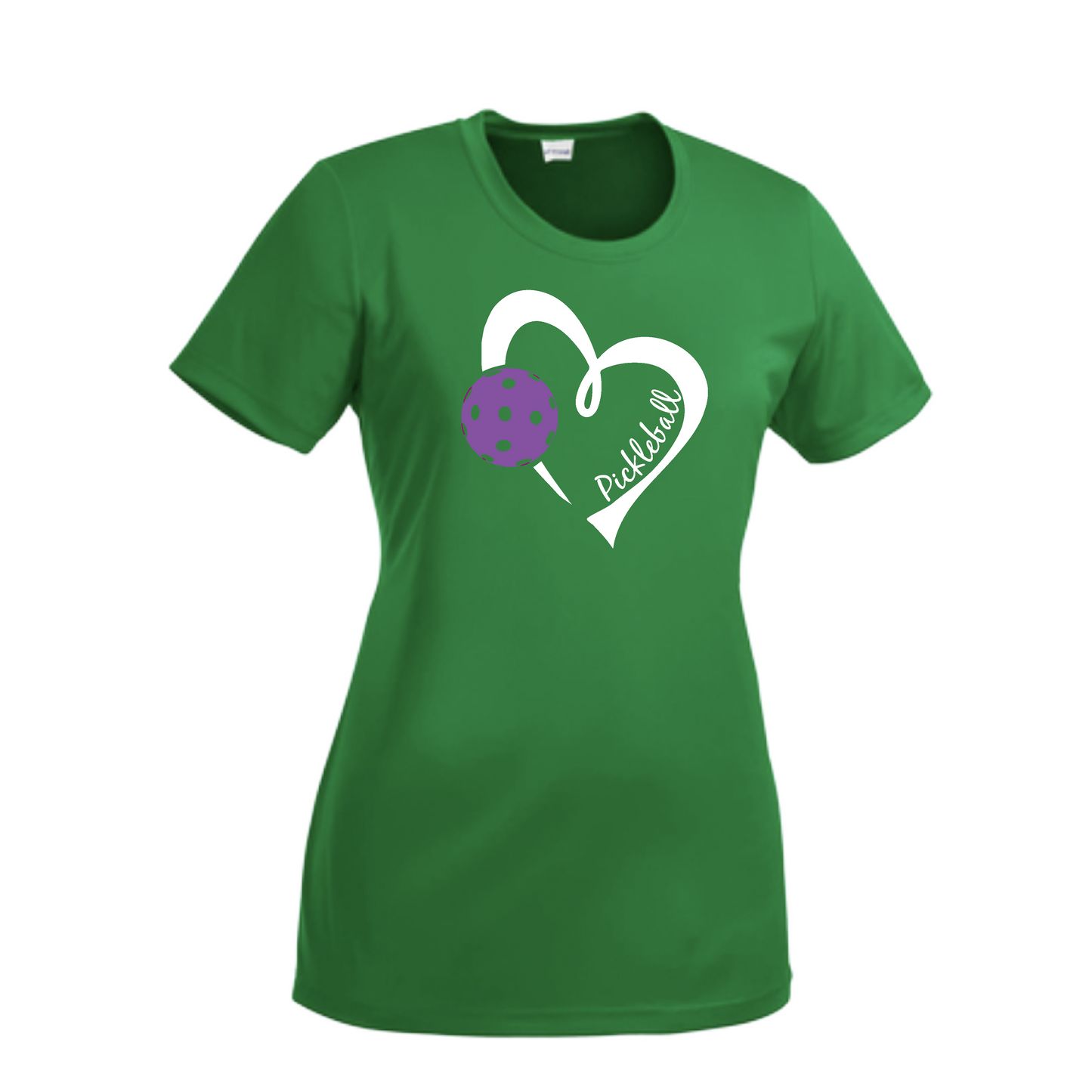 Pickleball Love (Purple) | Women’s Short Sleeve Crewneck Pickleball Shirts | 100% Polyester