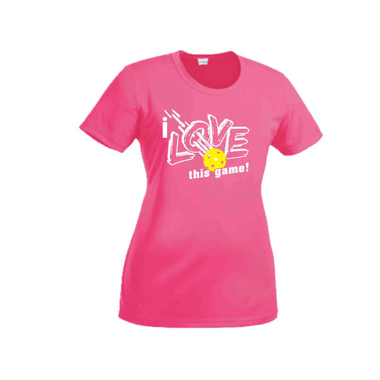 I Love this Game | Women's Short Sleeve Pickleball Crewneck T-Shirts | 100% Polyester