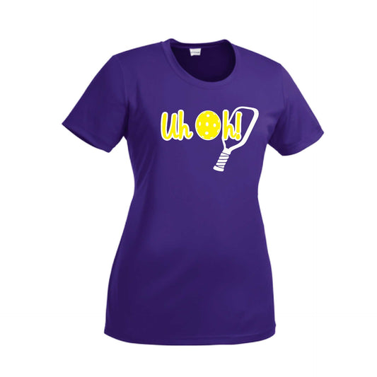 Uh Oh! | Women’s Short Sleeve Pickleball Crewneck T-Shirts | 100% Polyester