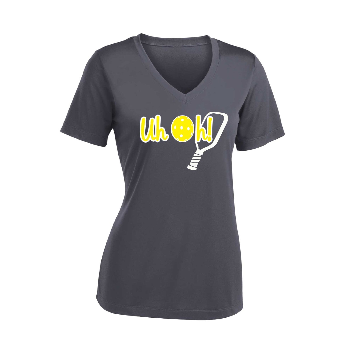Uh Oh! | Women's Short Sleeve V-Neck Pickleball Performance T-Shirts | 100% Polyester