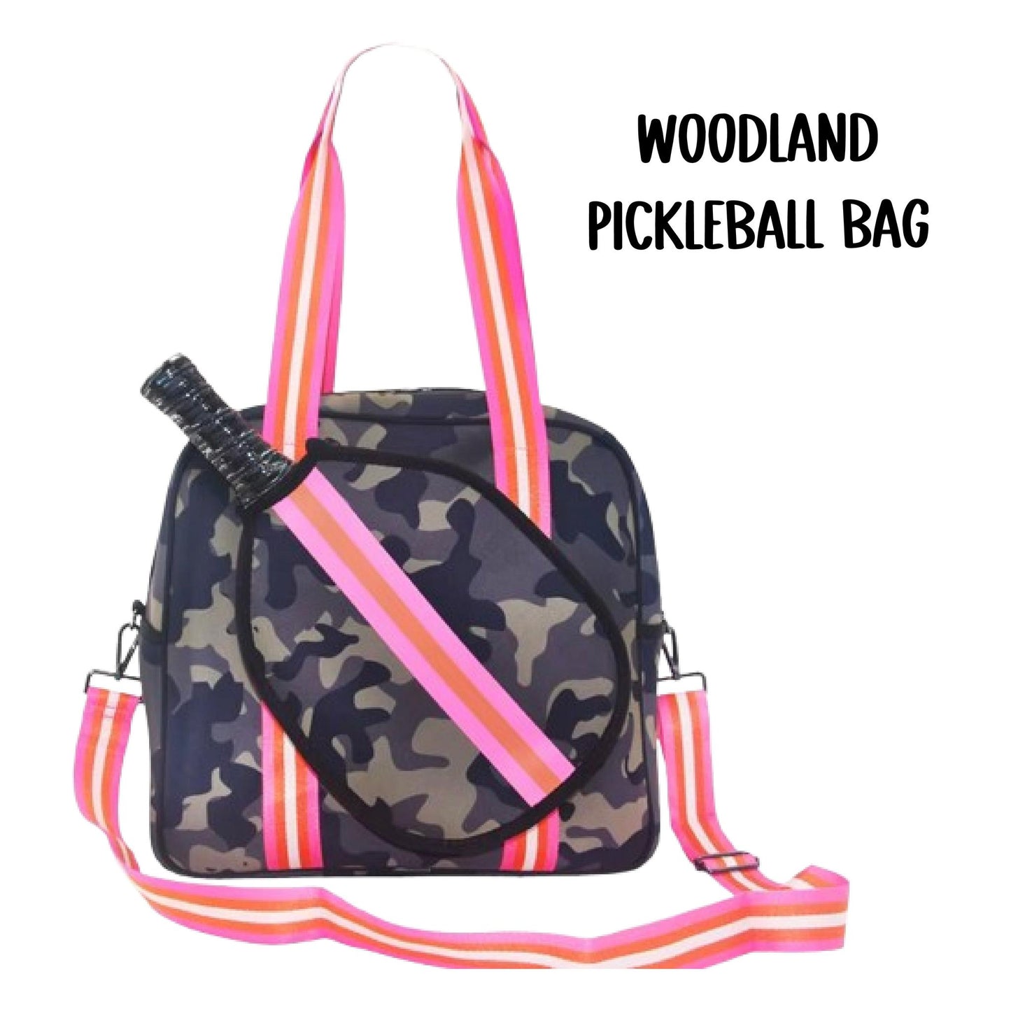 "Woodland" Green Camo Pickleball Sports Bag (Free Customization) | Medium Size Court Bag
