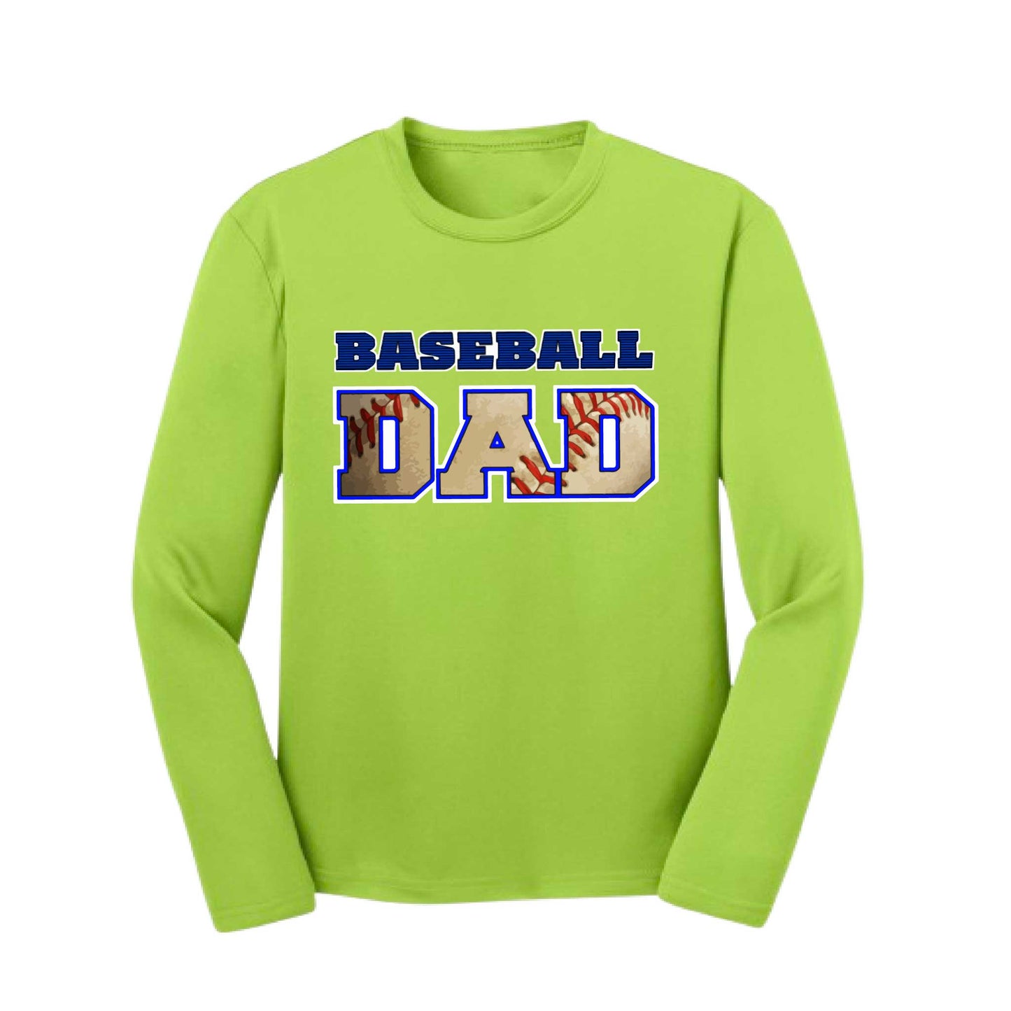 Baseball Dad | Youth Long Sleeve Baseball Performance T-Shirts | 100% Polyester