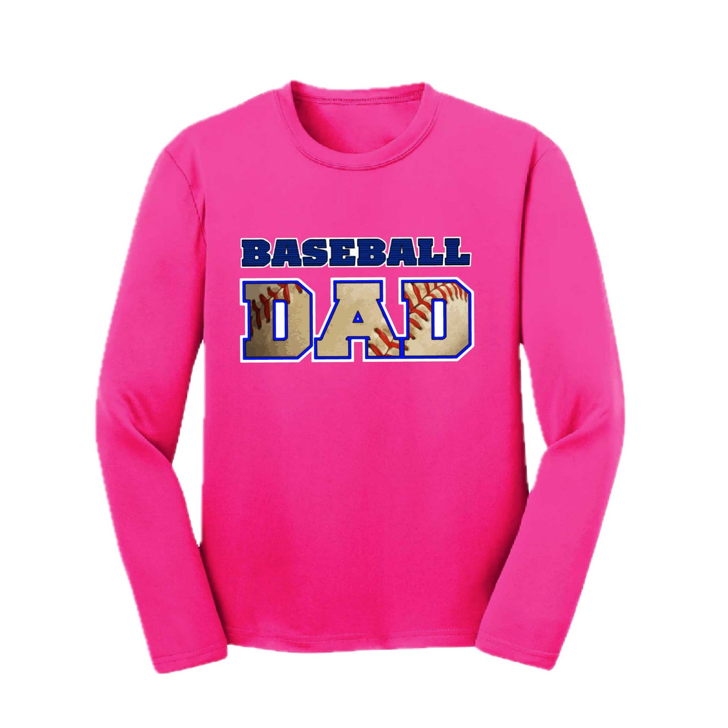 Baseball Dad | Youth Long Sleeve Baseball Performance T-Shirts | 100% Polyester