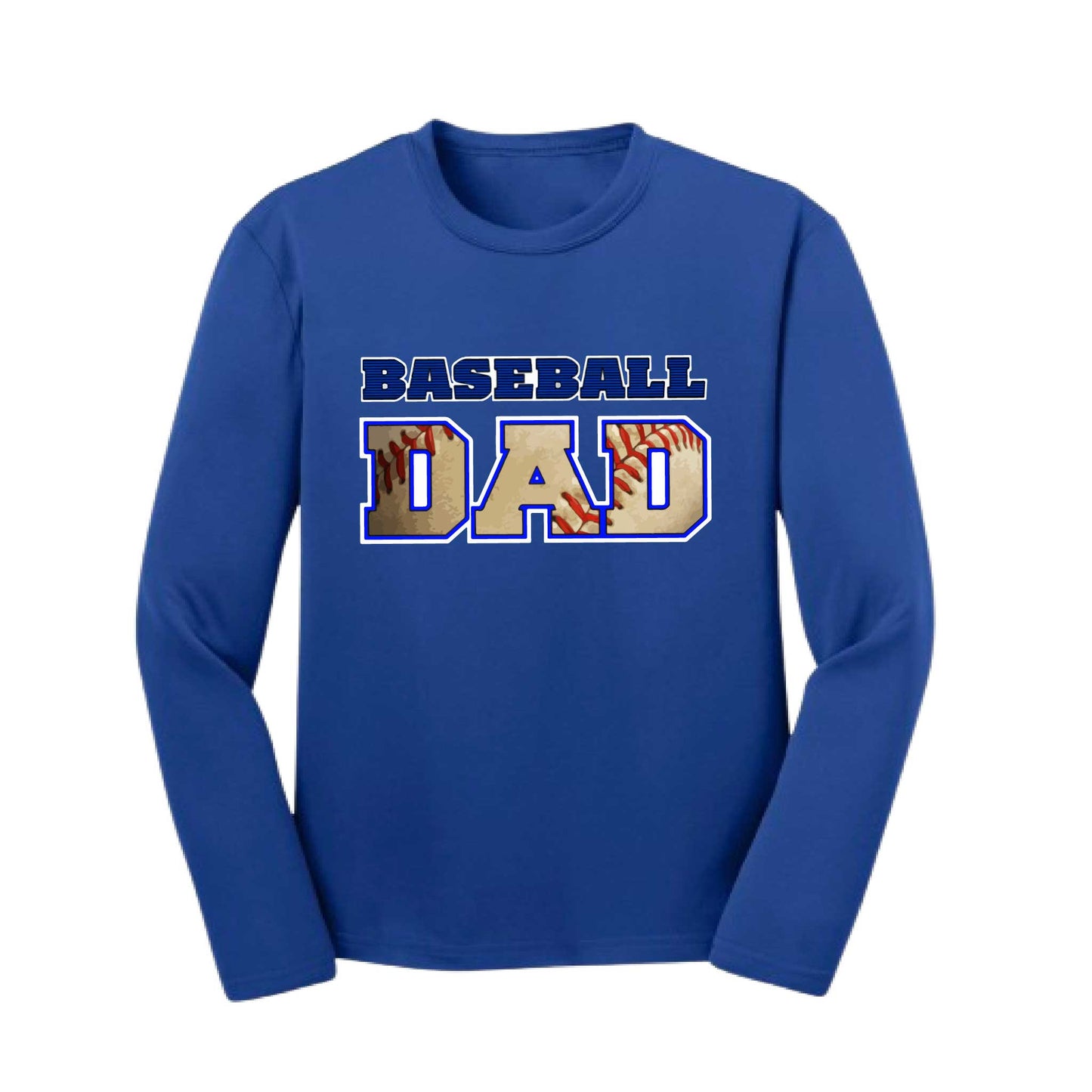 Baseball Dad | Youth Long Sleeve Baseball Performance T-Shirts | 100% Polyester