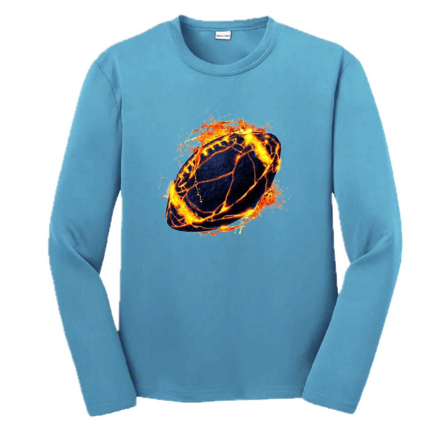 Fire Football | Youth Long Sleeve Football T-Shirts | 100% Polyester