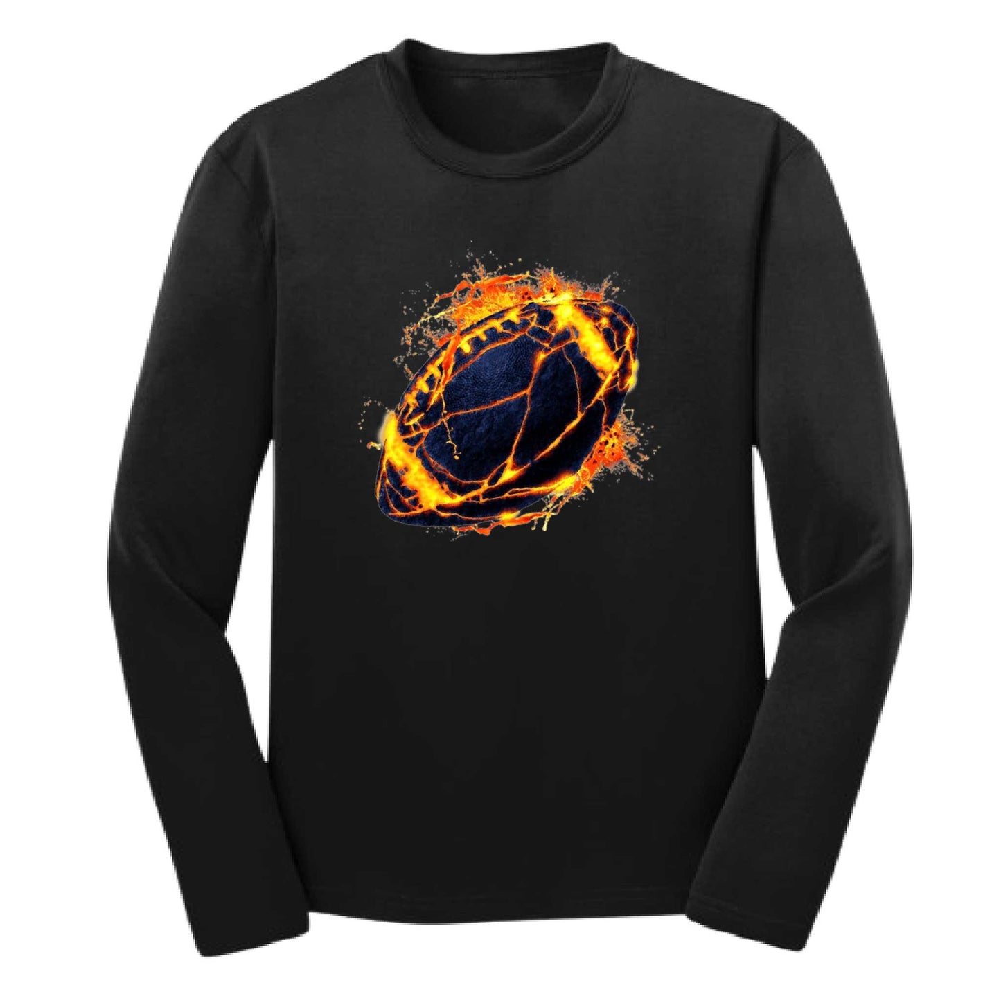 Fire Football | Youth Long Sleeve Football T-Shirts | 100% Polyester