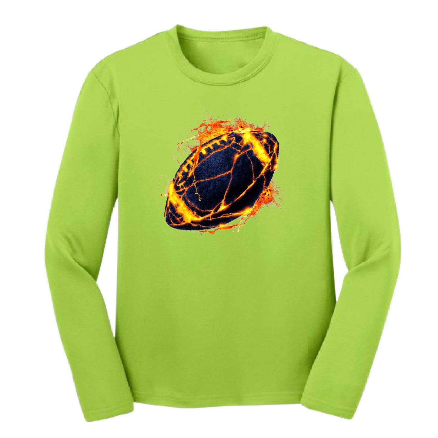 Fire Football | Youth Long Sleeve Football T-Shirts | 100% Polyester