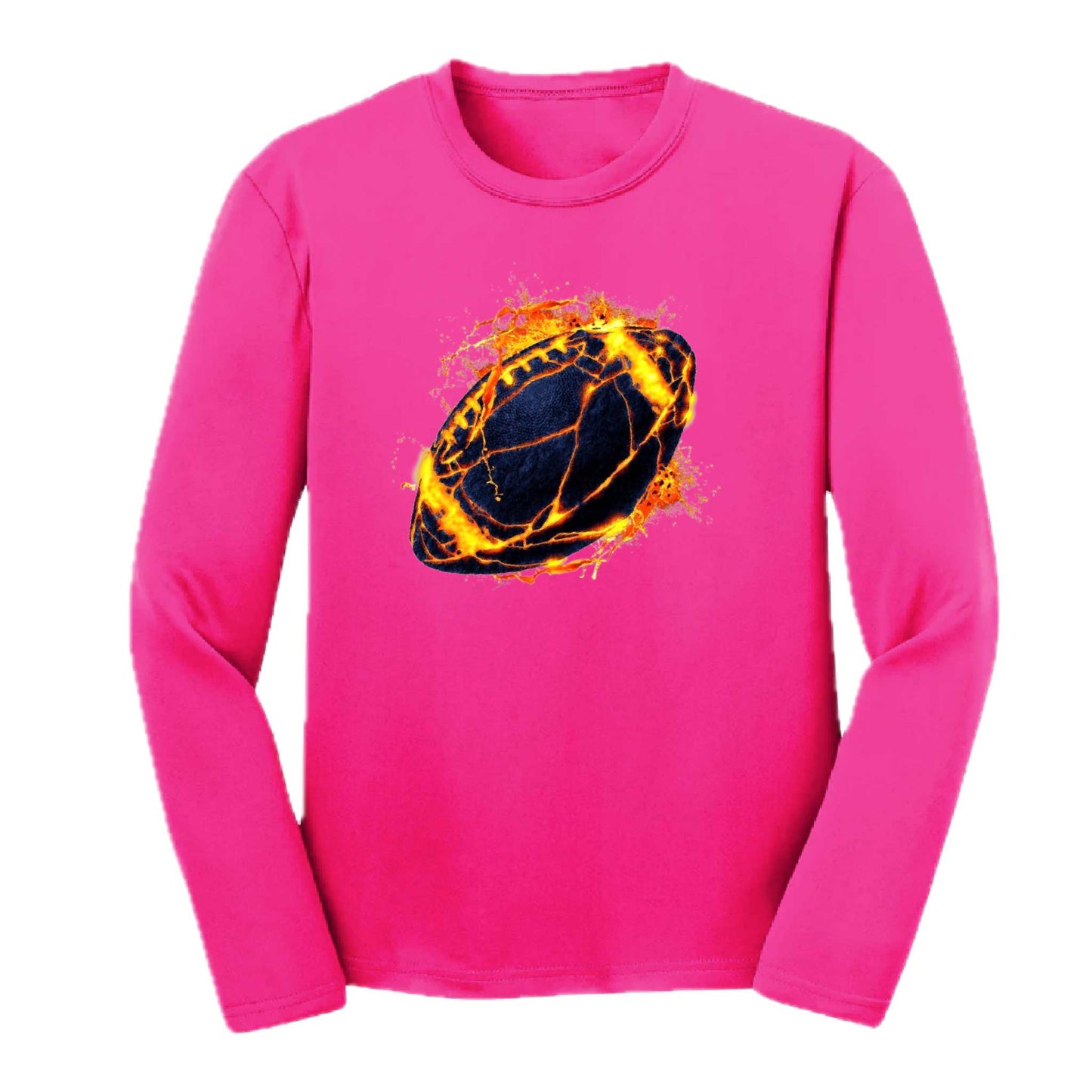 Fire Football | Youth Long Sleeve Football T-Shirts | 100% Polyester