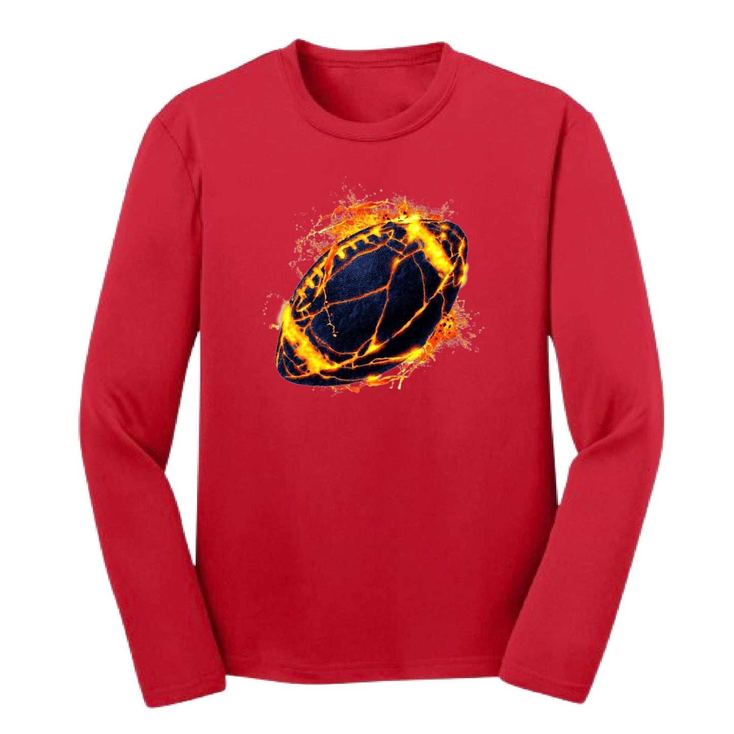 Fire Football | Youth Long Sleeve Football T-Shirts | 100% Polyester