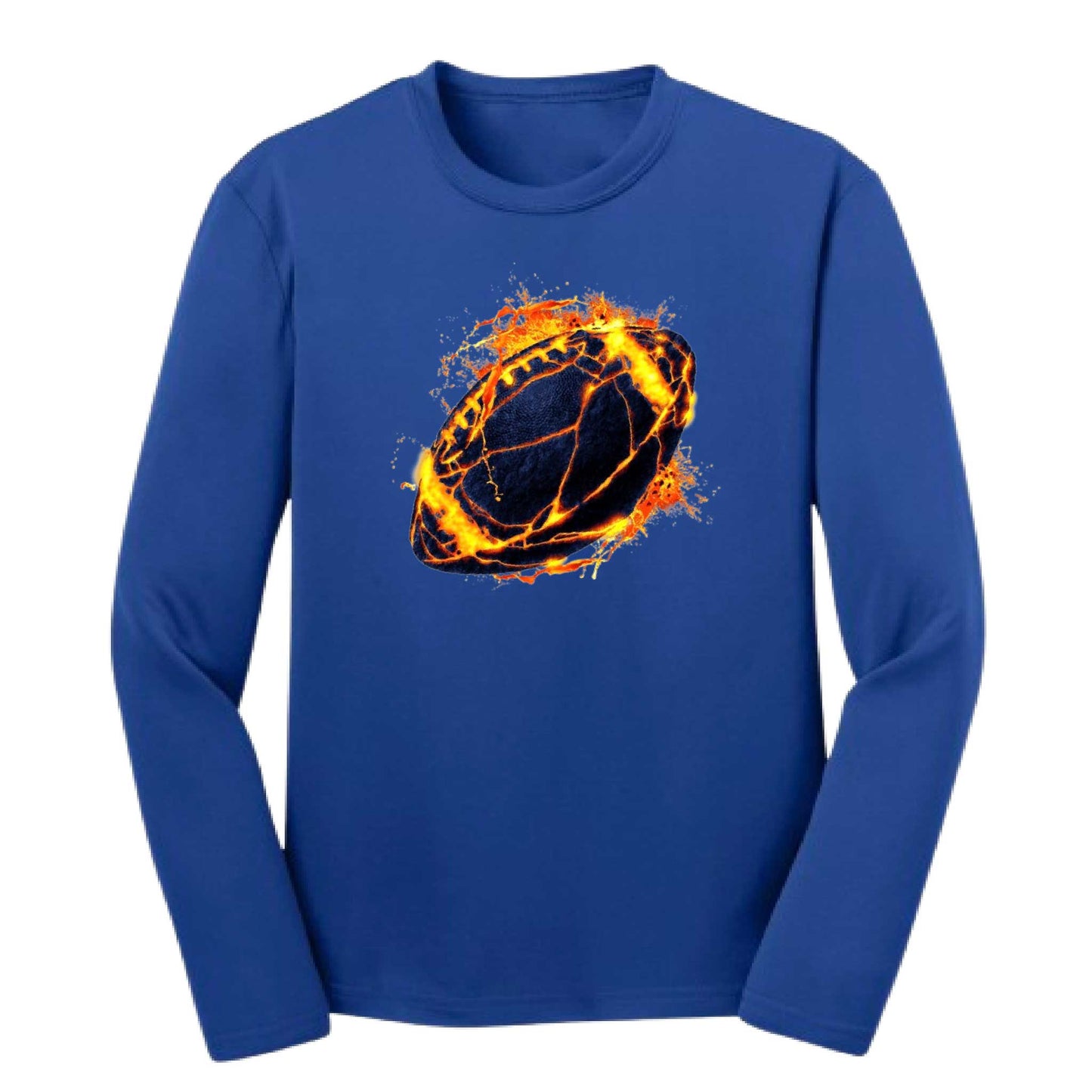 Fire Football | Youth Long Sleeve Football T-Shirts | 100% Polyester