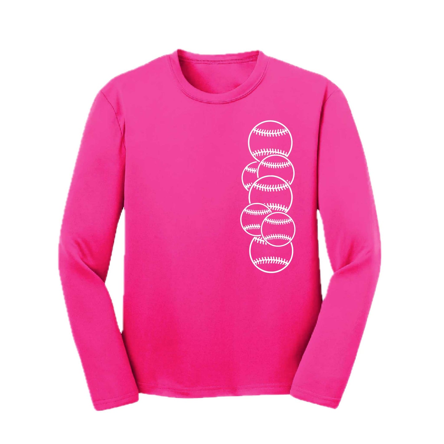 Full Count | Youth Long Sleeve Baseball Performance T-Shirts | 100% Polyester