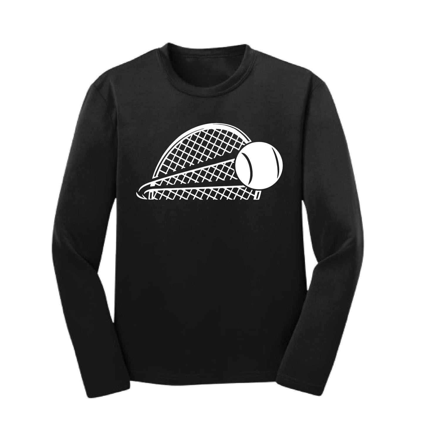Tennis Half Racquet | Youth Long Sleeve Tennis Performance T-Shirts | 100% Polyester