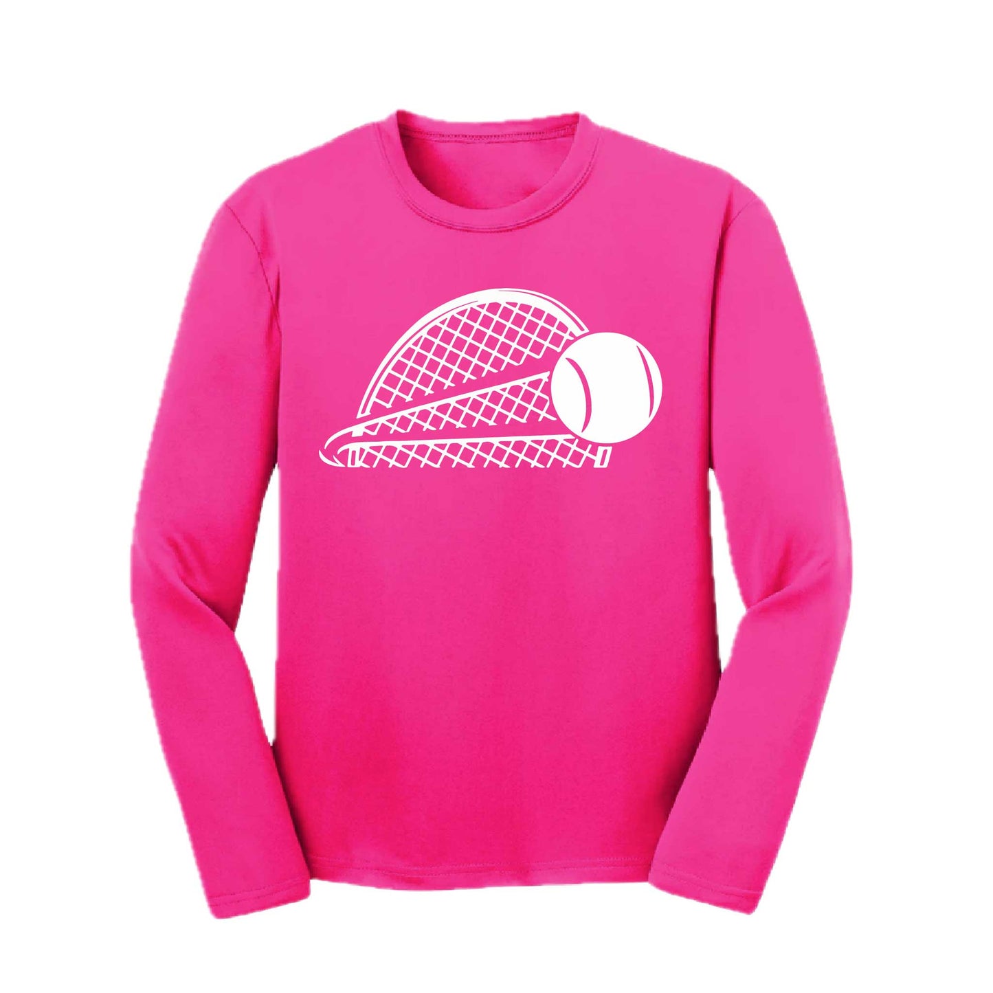 Tennis Half Racquet | Youth Long Sleeve Tennis Performance T-Shirts | 100% Polyester