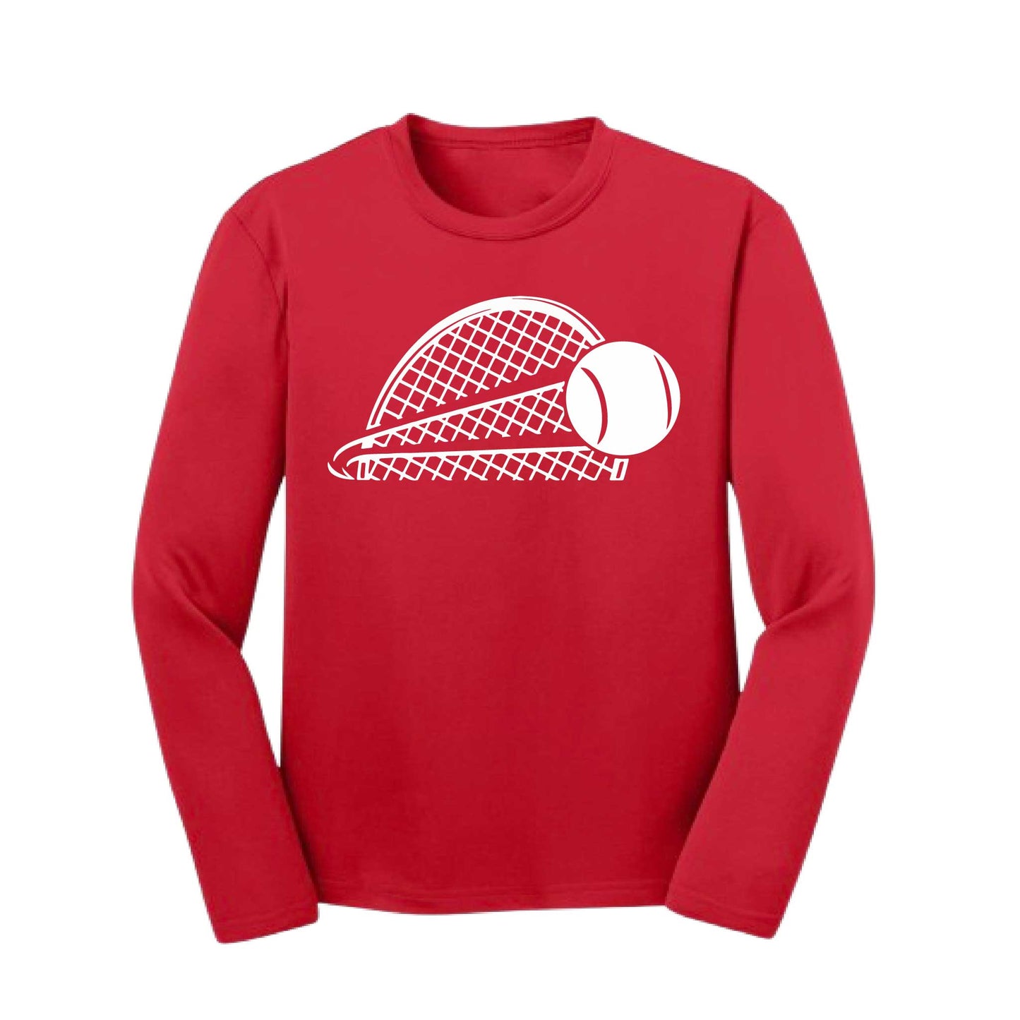 Tennis Half Racquet | Youth Long Sleeve Tennis Performance T-Shirts | 100% Polyester