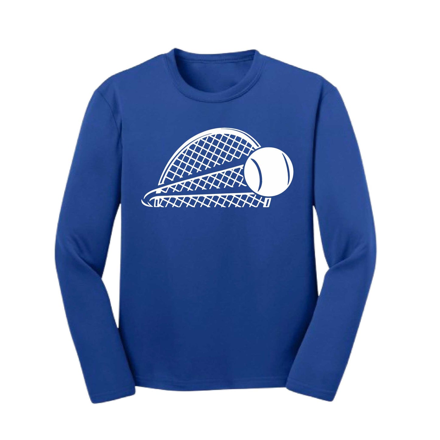 Tennis Half Racquet | Youth Long Sleeve Tennis Performance T-Shirts | 100% Polyester