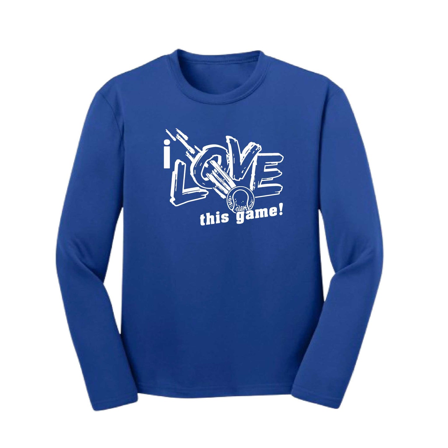 I Love This Game | Youth Long Sleeve Tennis Performance T-Shirts | 100% Polyester