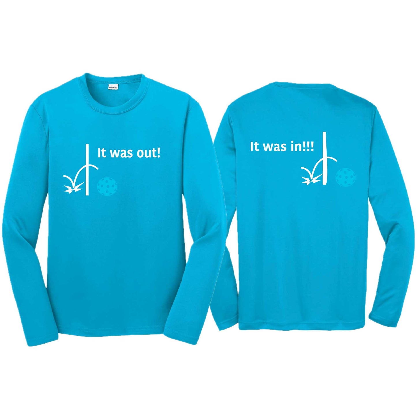 It Was Out! It Was In! (Pickleballs Cyan Green Orange) | Youth Long Sleeve Pickleball T-Shirts | 100% Polyester