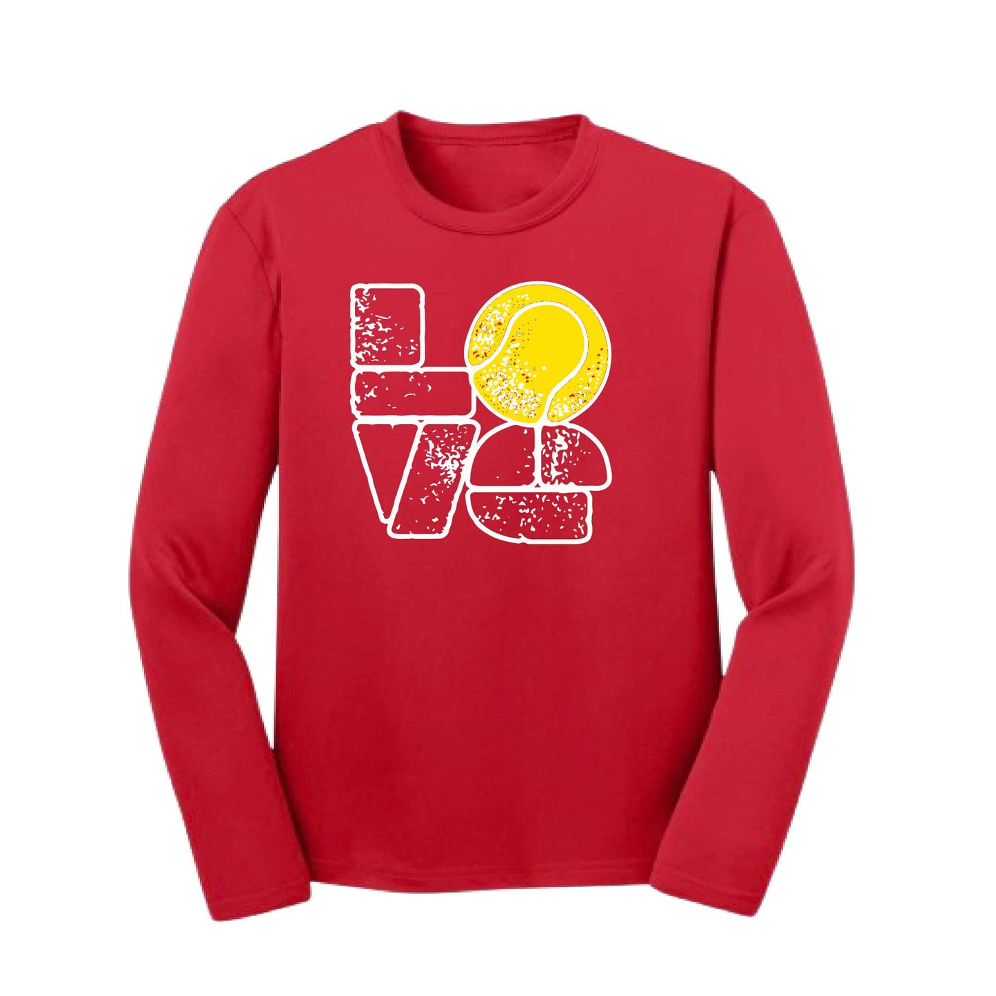 Love Stacked | Youth Long Sleeve Tennis Performance T-Shirts | 100% Polyester