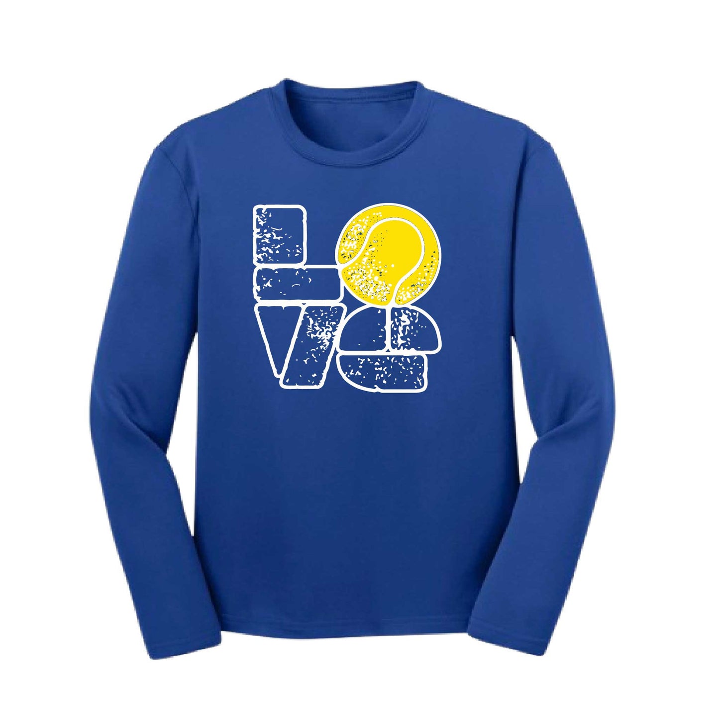 Love Stacked | Youth Long Sleeve Tennis Performance T-Shirts | 100% Polyester