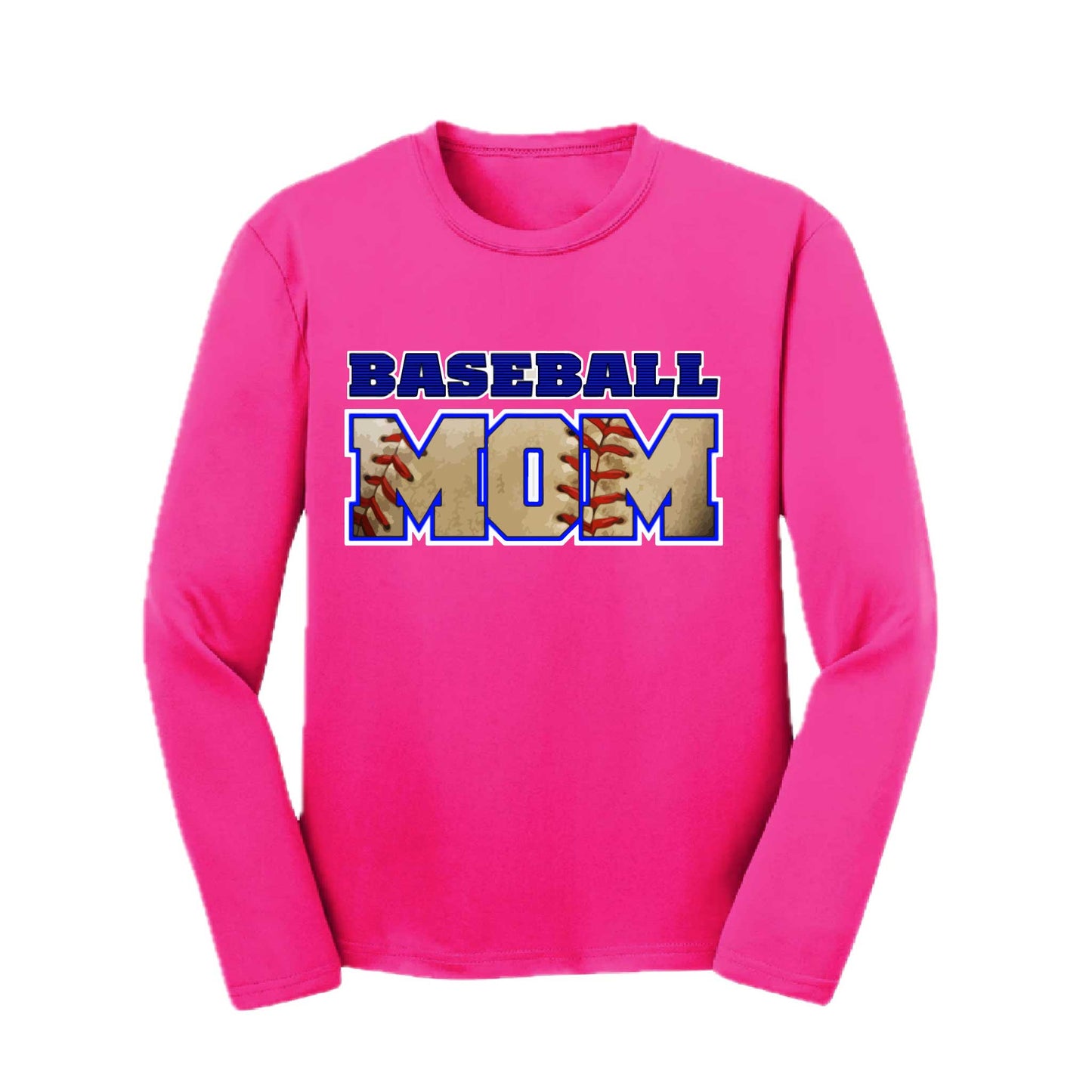 Baseball Mom | Youth Long Sleeve Baseball Performance T-Shirts | 100% Polyester