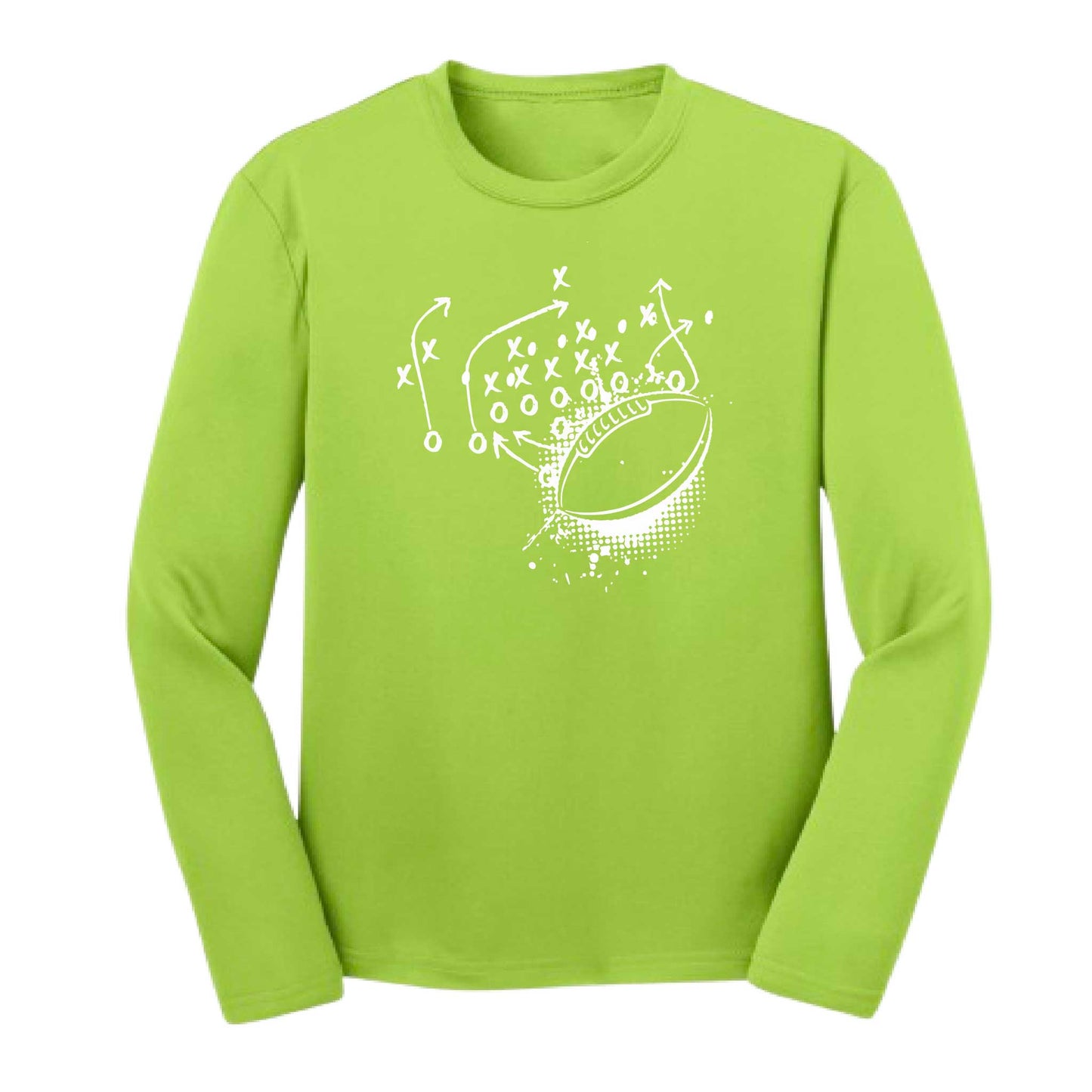 Football Playbook | Youth Long Sleeve Football T-Shirts | 100% Polyester