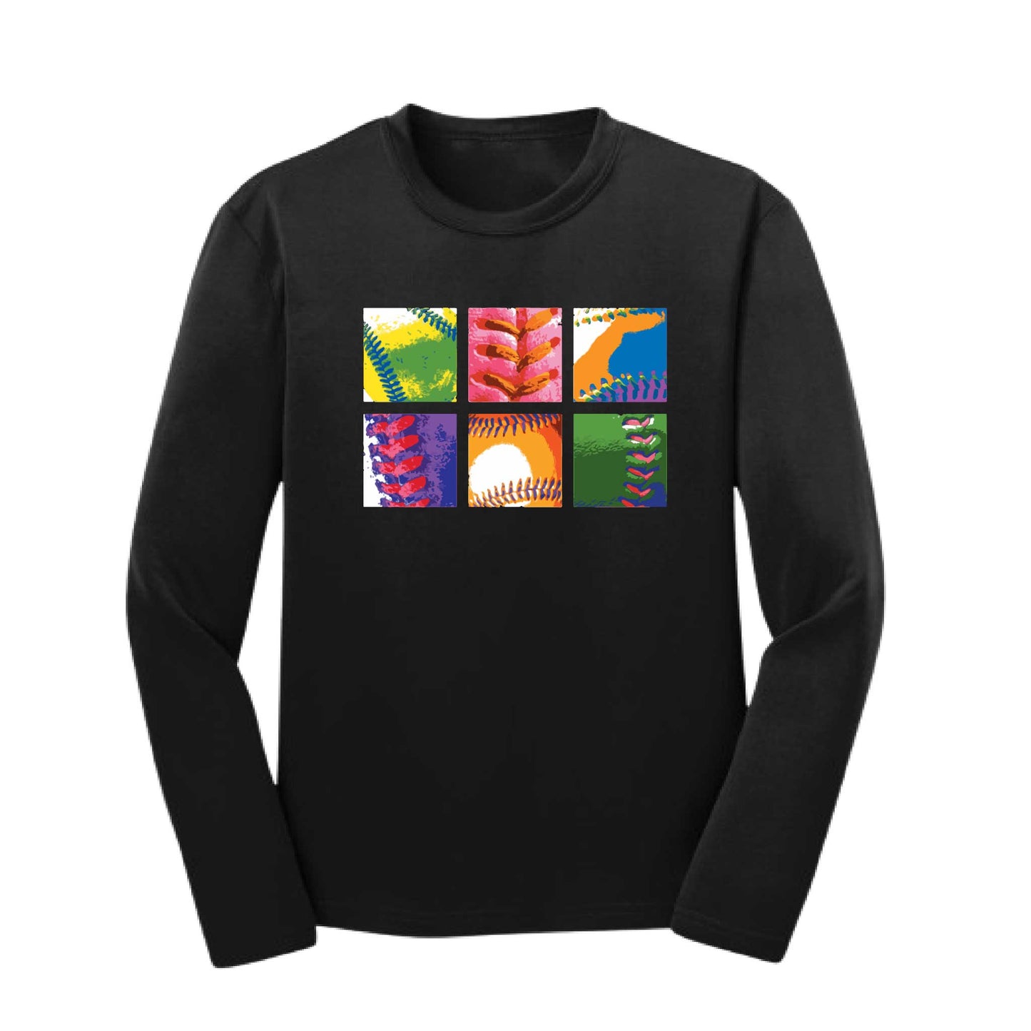 Baseball Squares | Youth Long Sleeve Baseball Performance T-Shirts | 100% Polyester