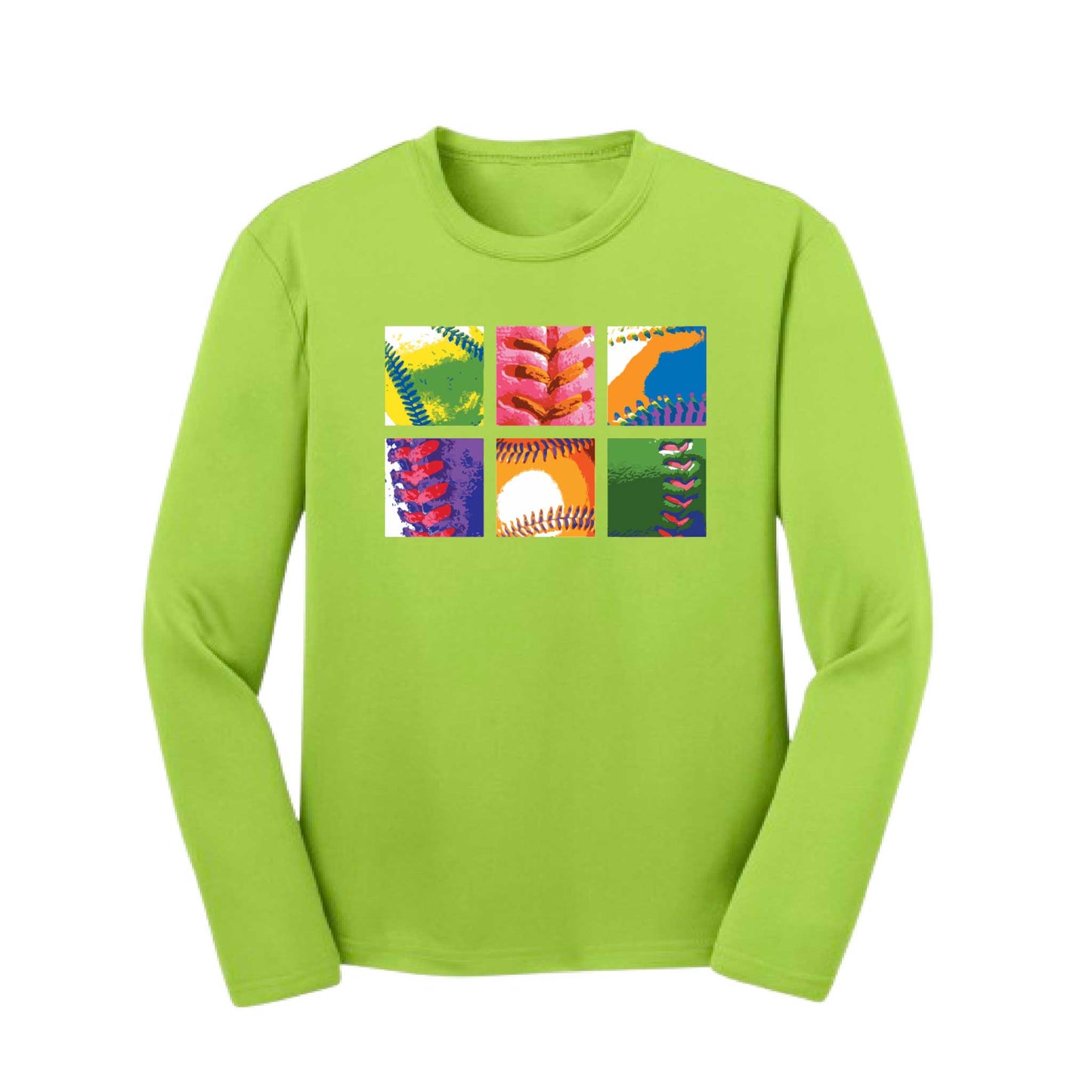 Baseball Squares | Youth Long Sleeve Baseball Performance T-Shirts | 100% Polyester