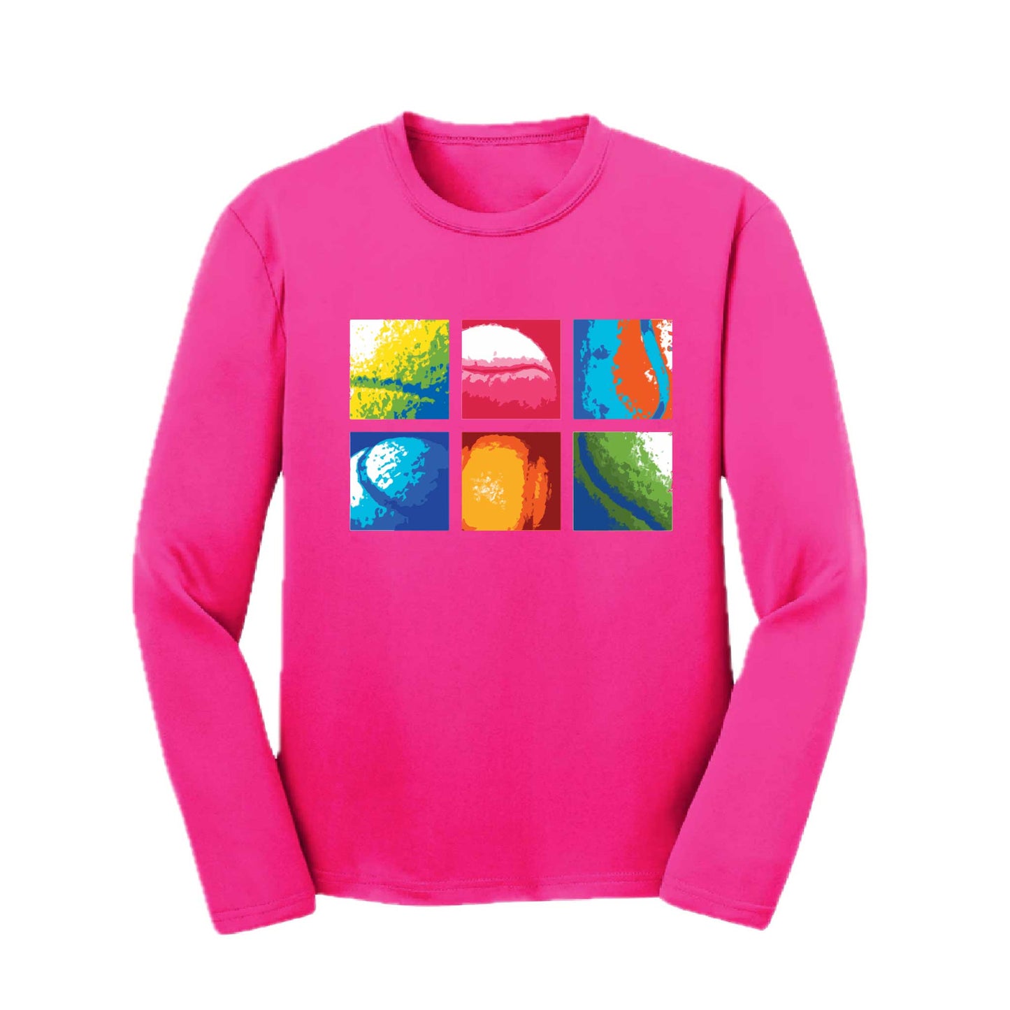 Tennis Squares | Youth Long Sleeve Tennis Performance T-Shirts | 100% Polyester
