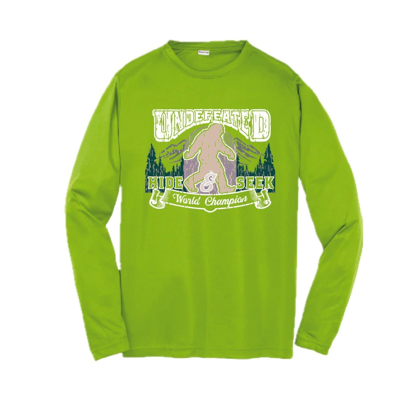 Undefeated Hide & Seek World Champion | Youth Long Sleeve Camping T-Shirts | 100% Polyester