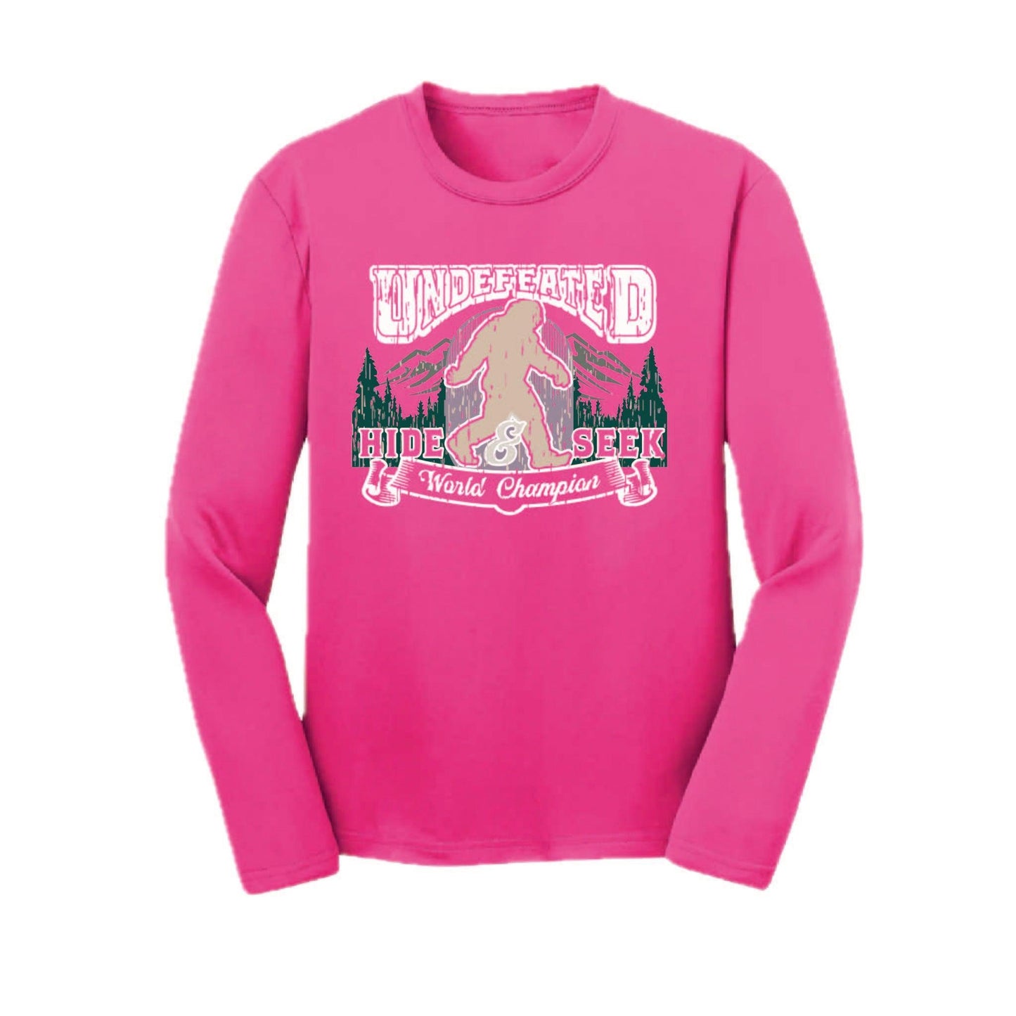 Undefeated Hide & Seek World Champion | Youth Long Sleeve Camping T-Shirts | 100% Polyester